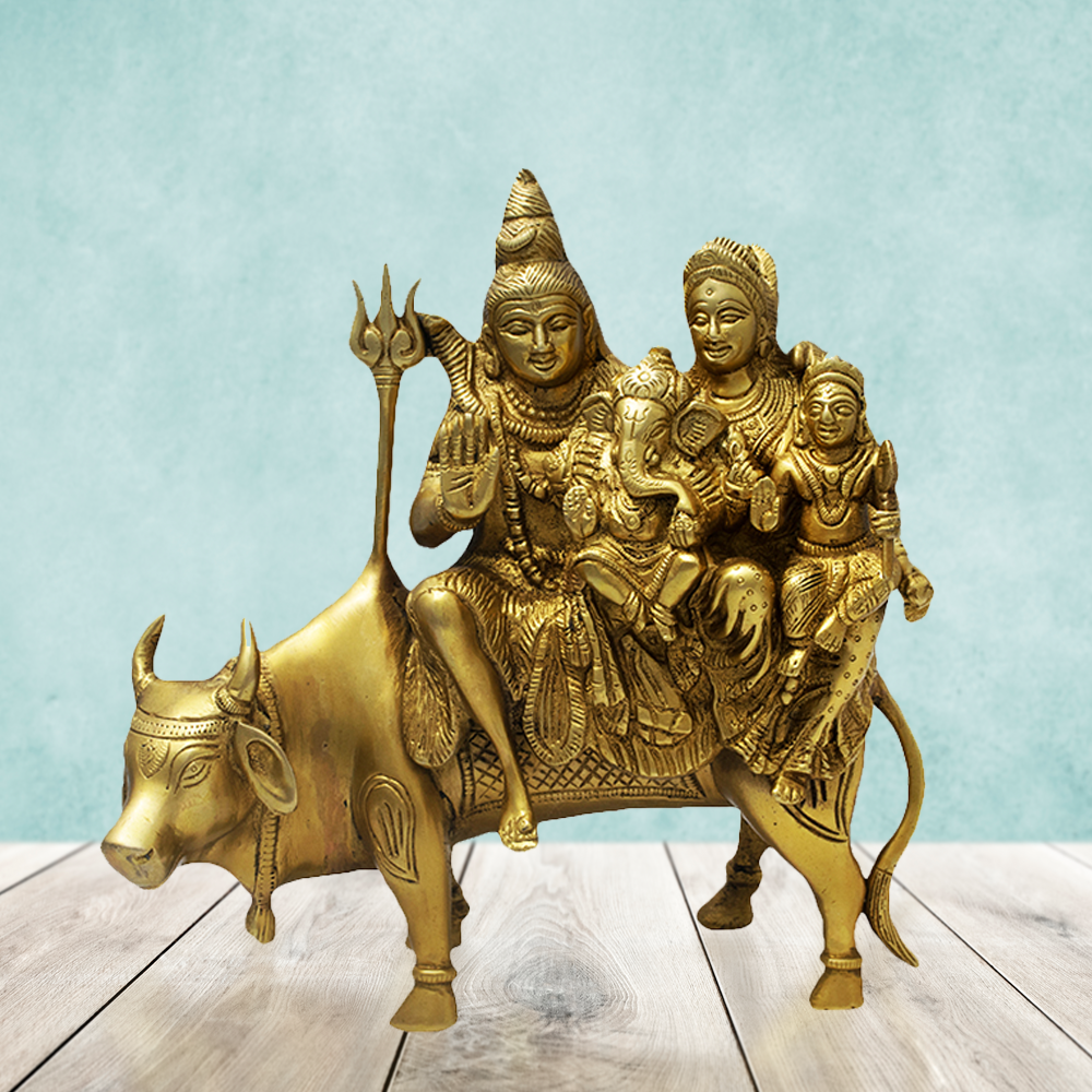 Brass Shiv Parivar God Idol (10.2 Inch)