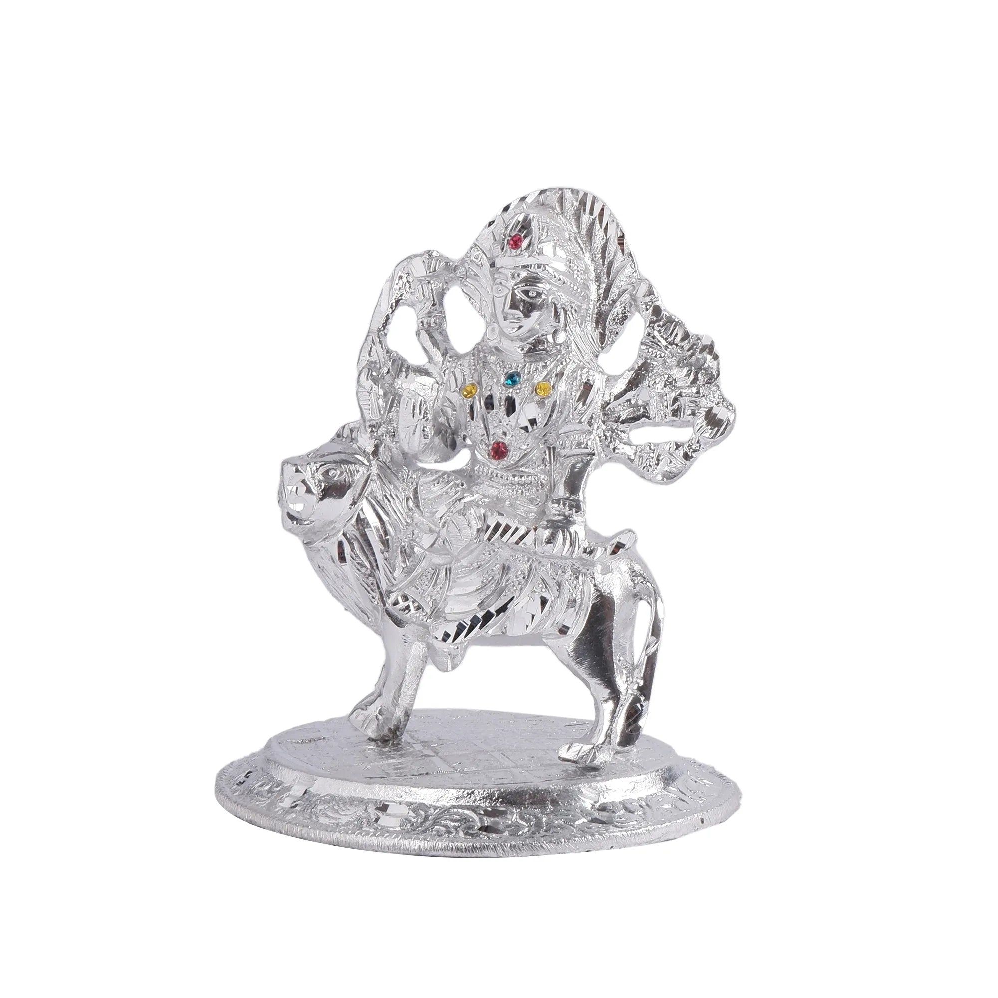 White Metal Mata Durga Idol (5.9 Inch)