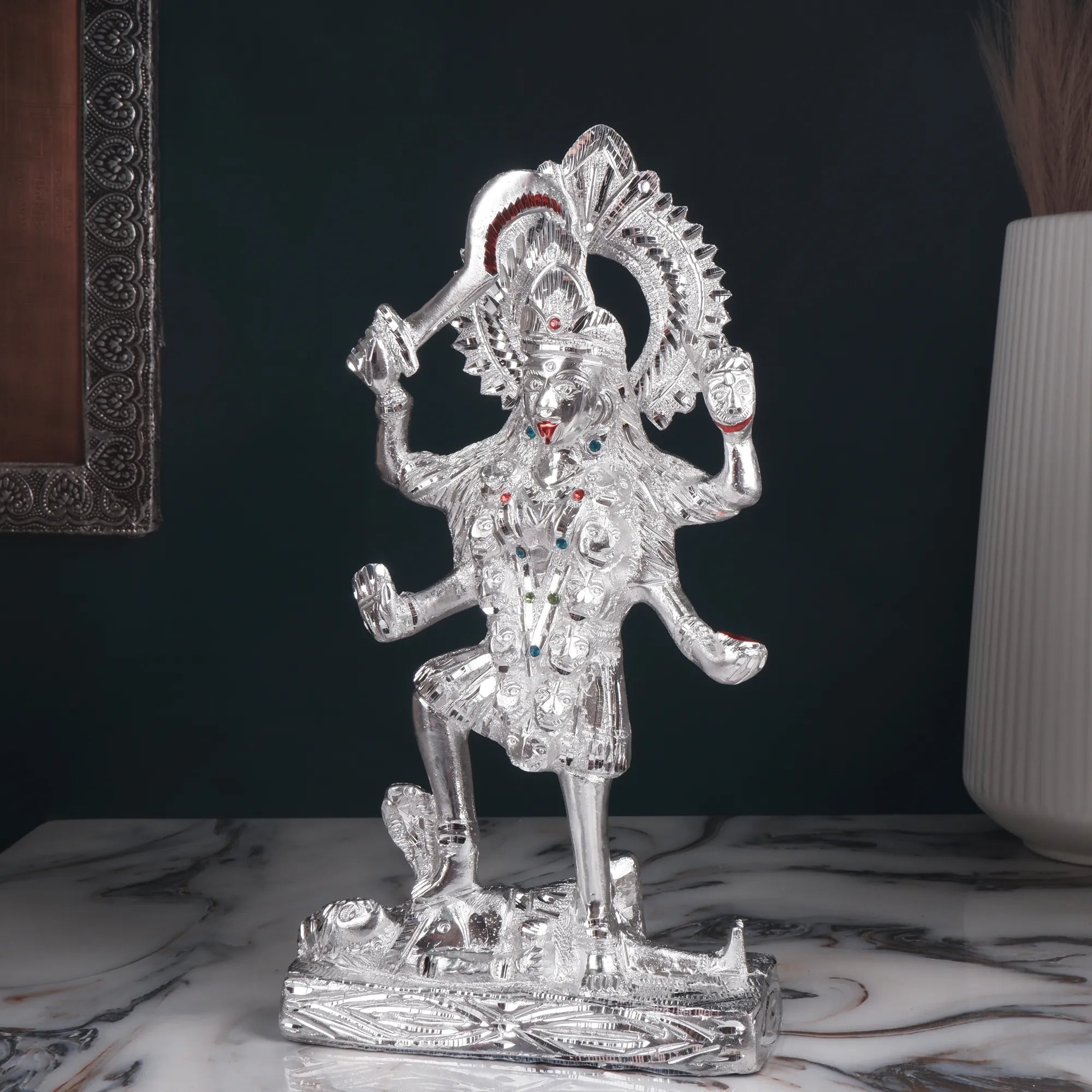 White Metal Kali Idol (12.9 Inch)