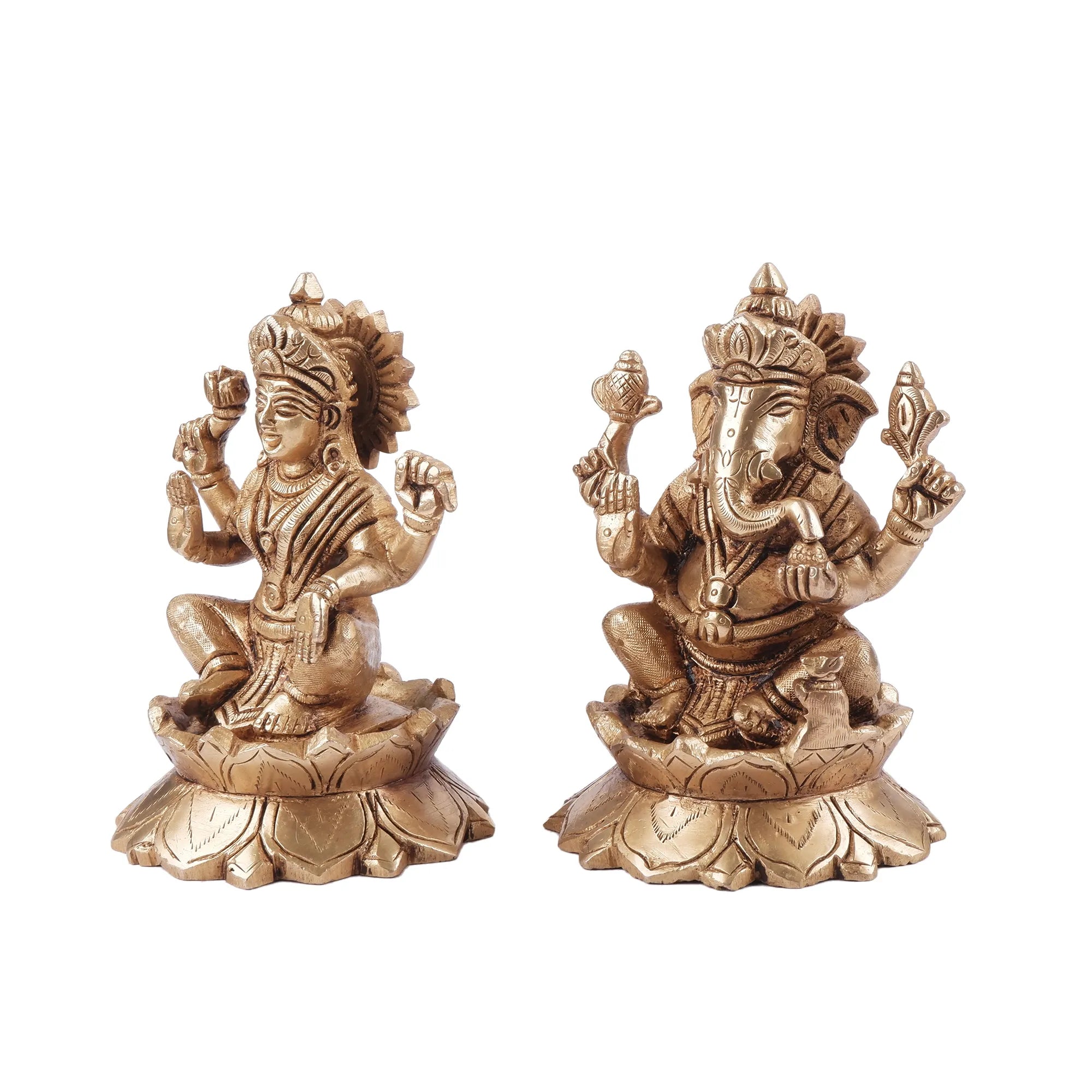 Brass Lakshmi Ganesh Set Idol (5.5 Inch)