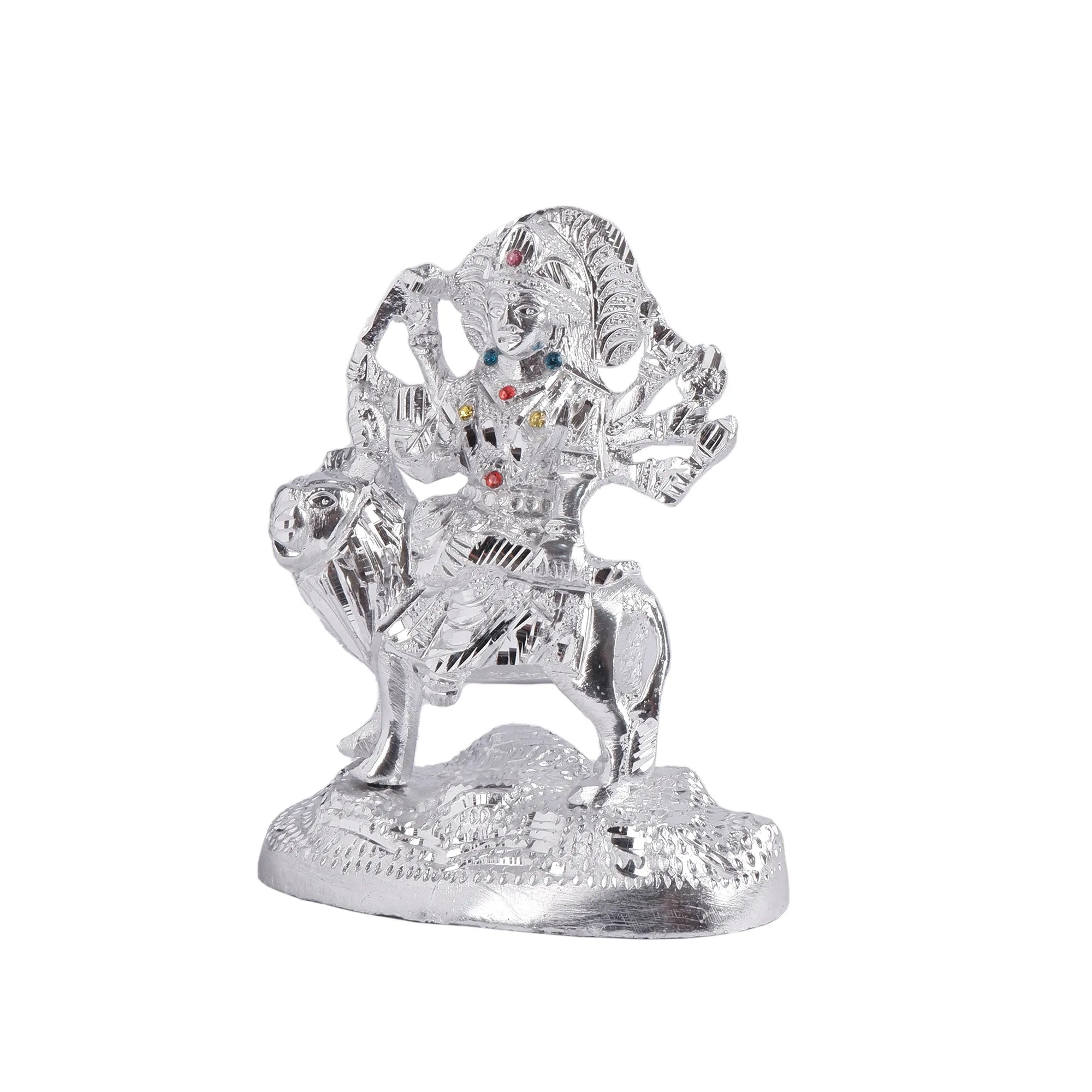 White Metal Durga Idol(6.2 Inch)