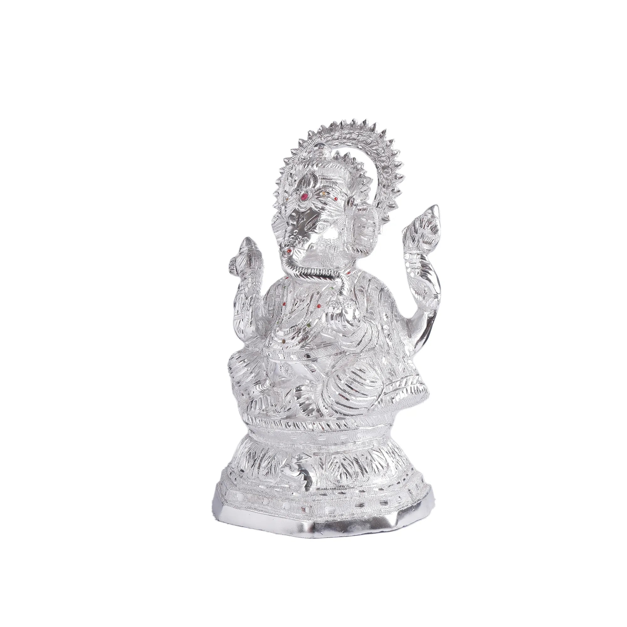 White Metal Ganesh Idol (17.3 Inch)