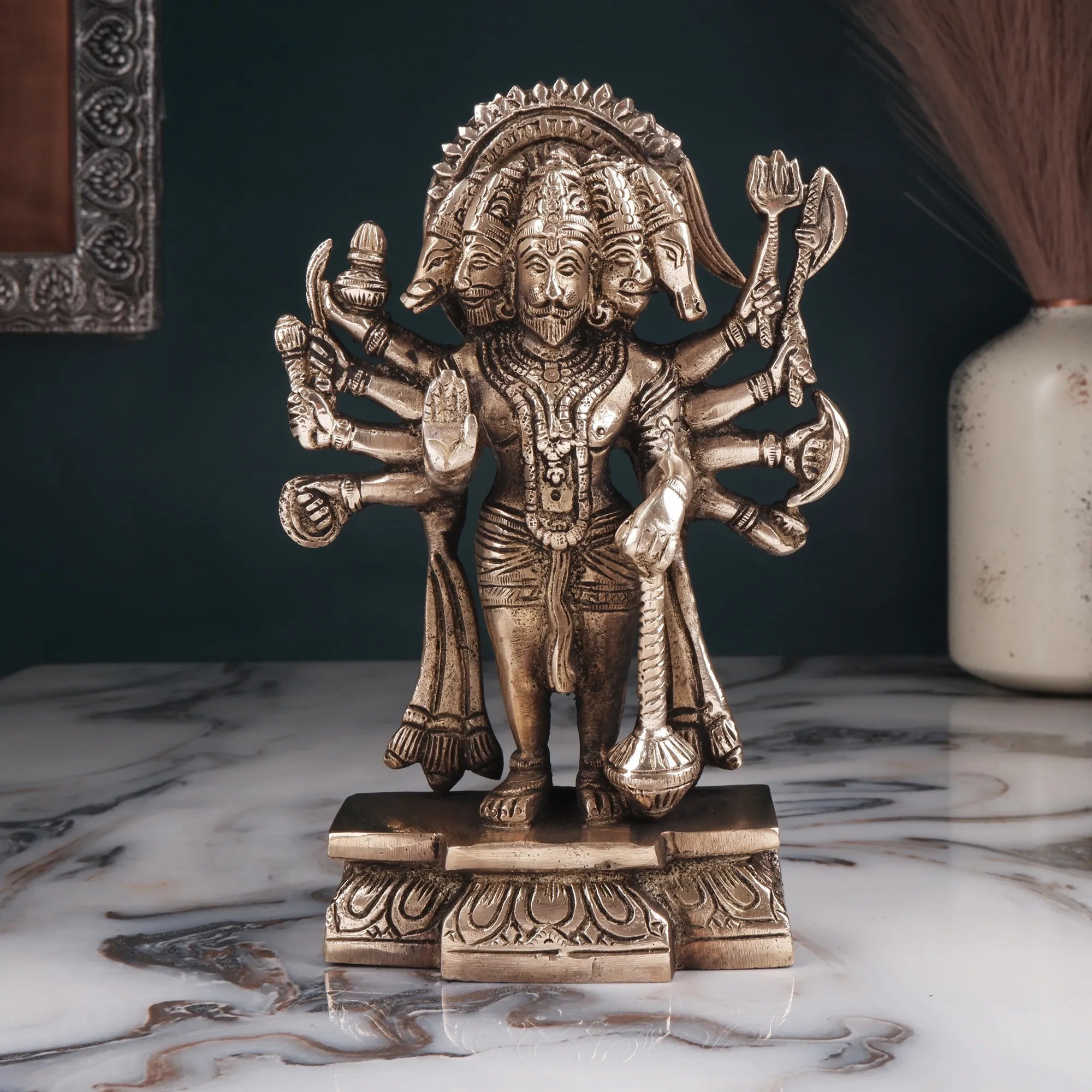 Brass Panchmukhi Hanuman Idol (7.8 Inch)