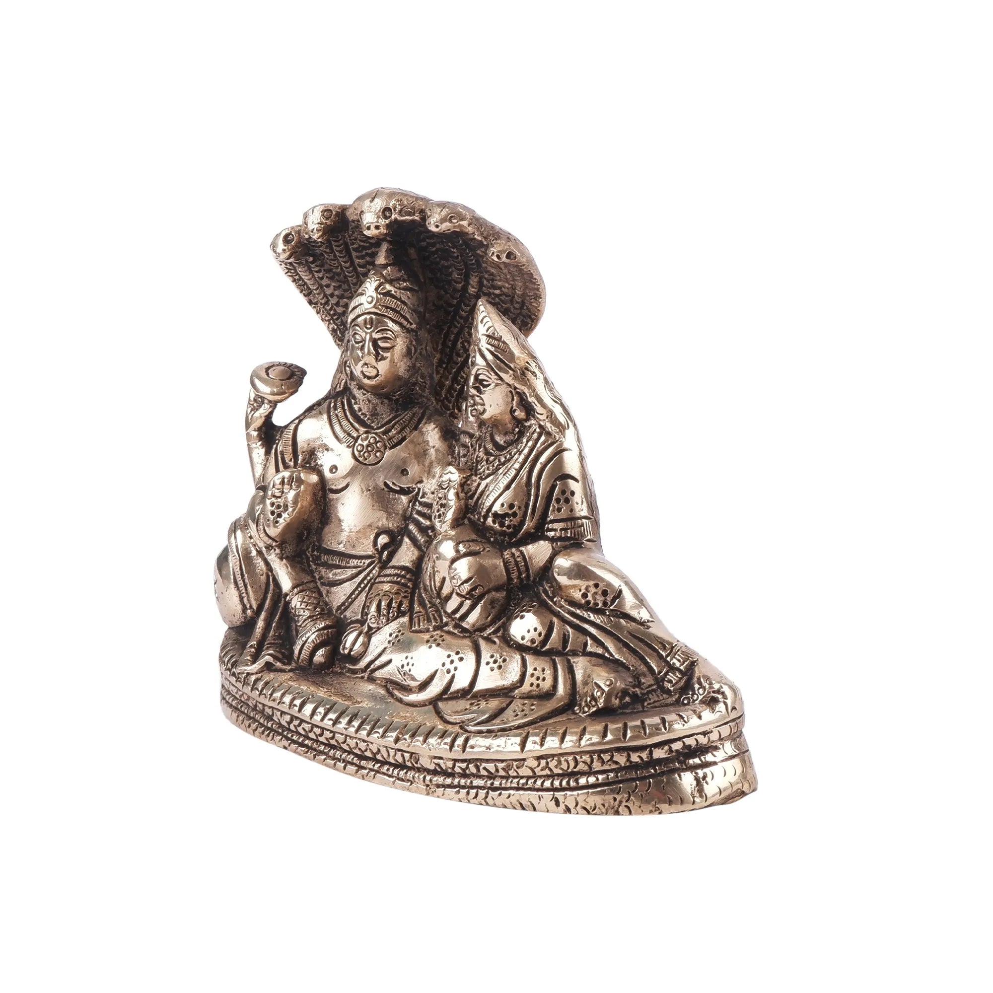 Brass Vishnu Lakshmi Idol(4.7 Inch)