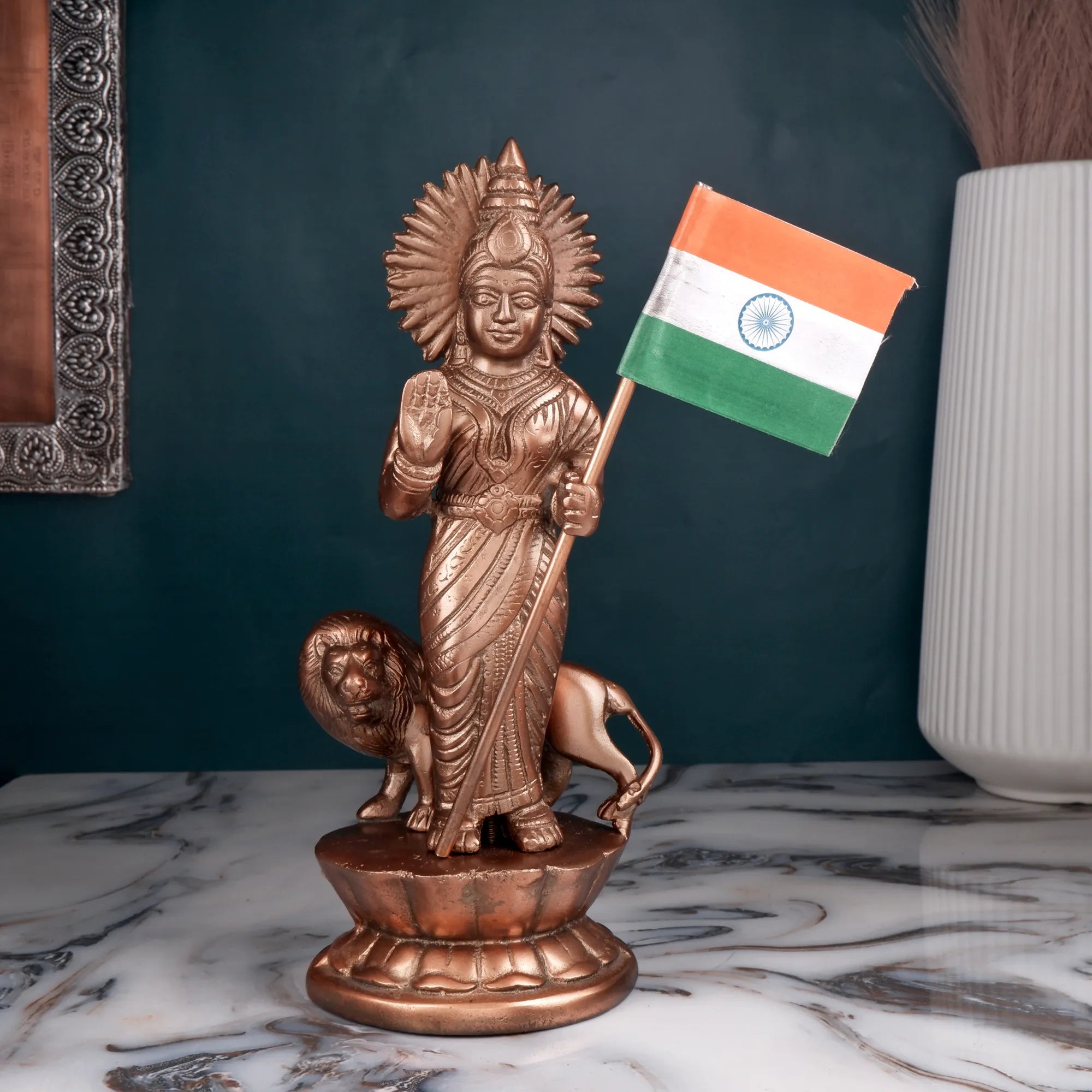 Gun Metal Bharat Mata Idol (11.4 Inch)