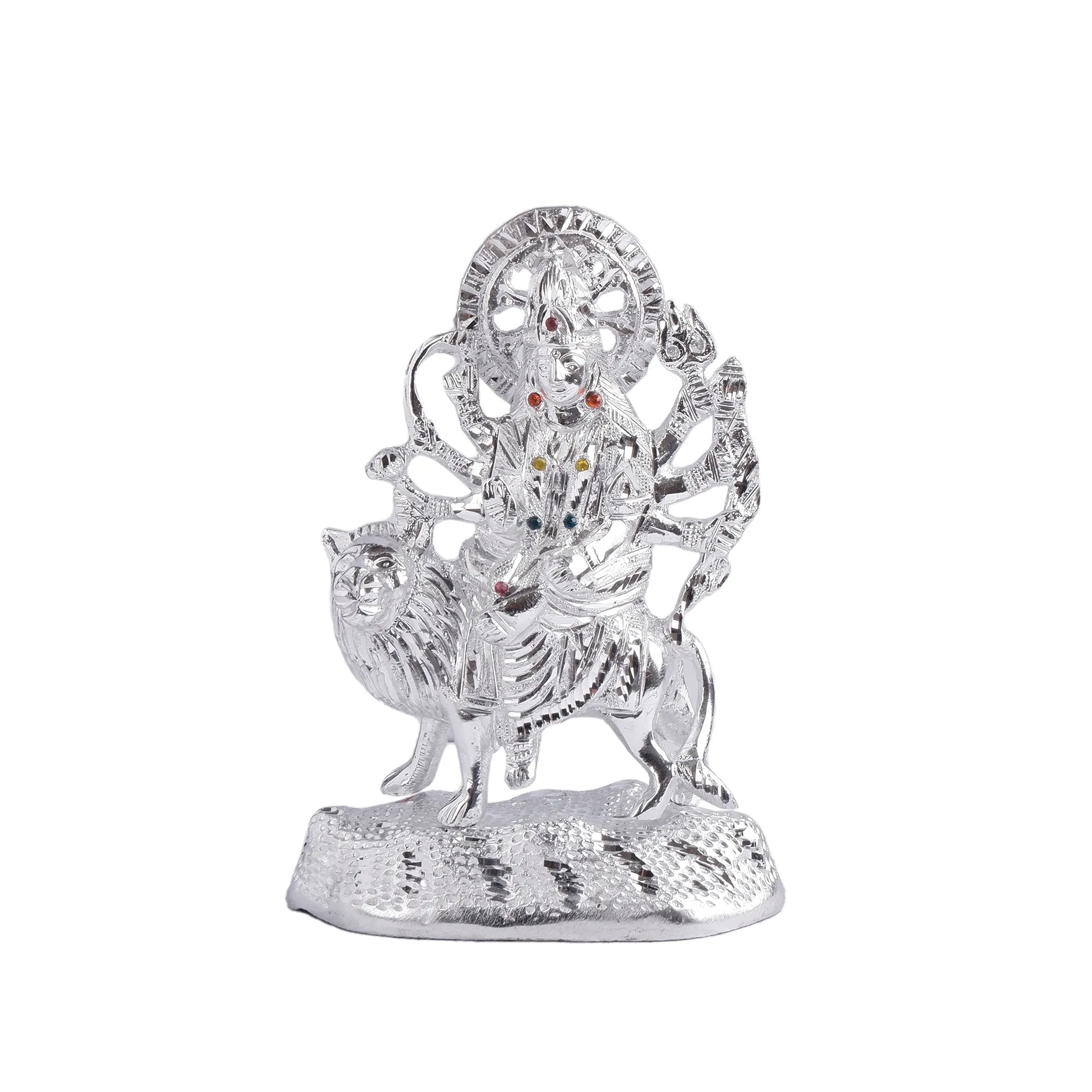 White Metal Mata Durga Idol (9.4 Inch)