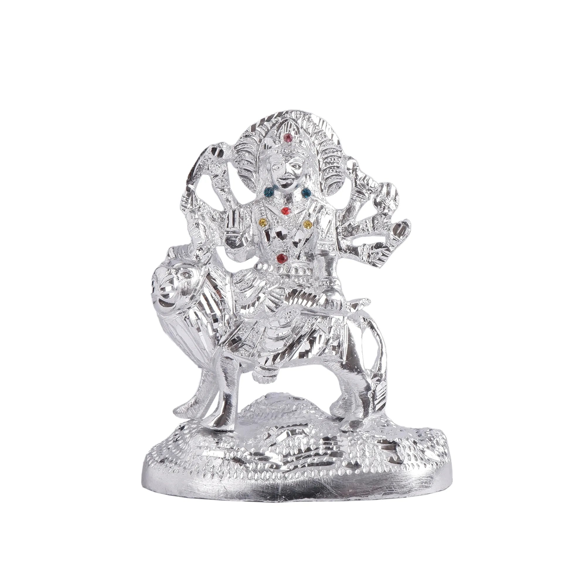 White Metal Durga Idol(6.2 Inch)