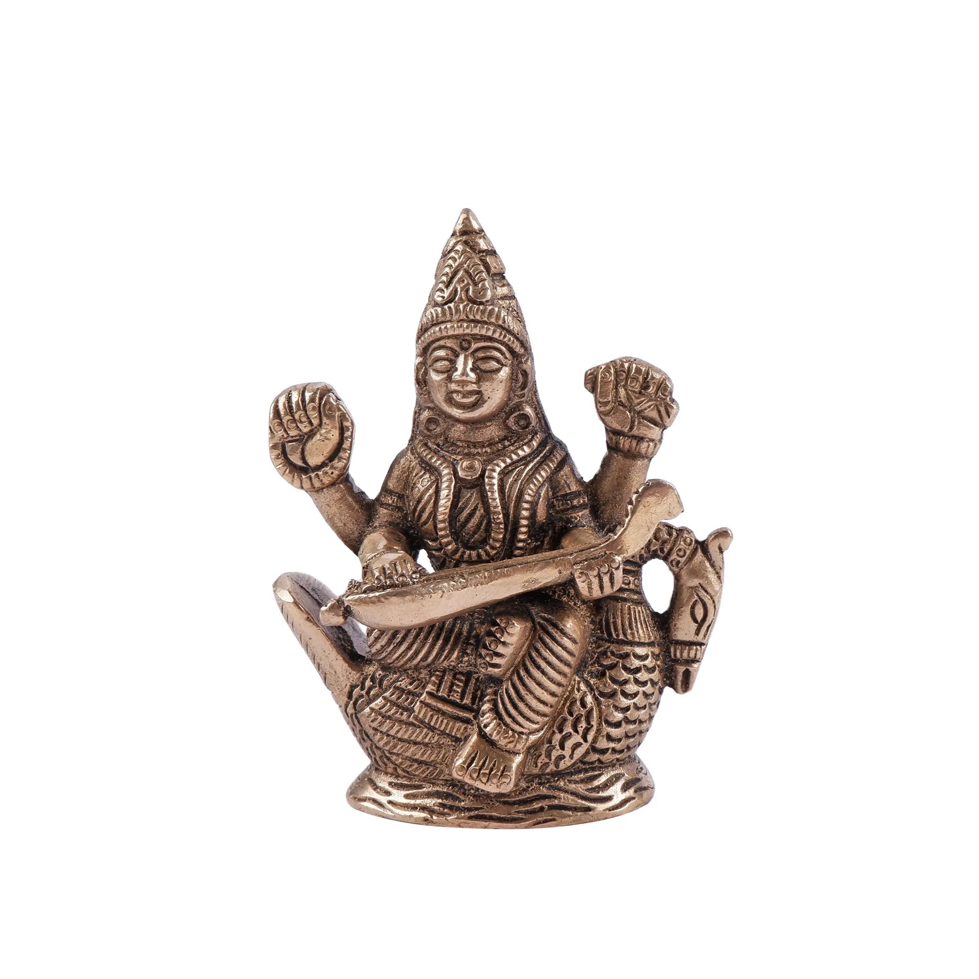 Brass Saraswati Idol(3.9 Inch)