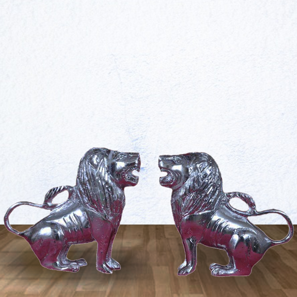 White Metal Lion Set (4.3 Inch)