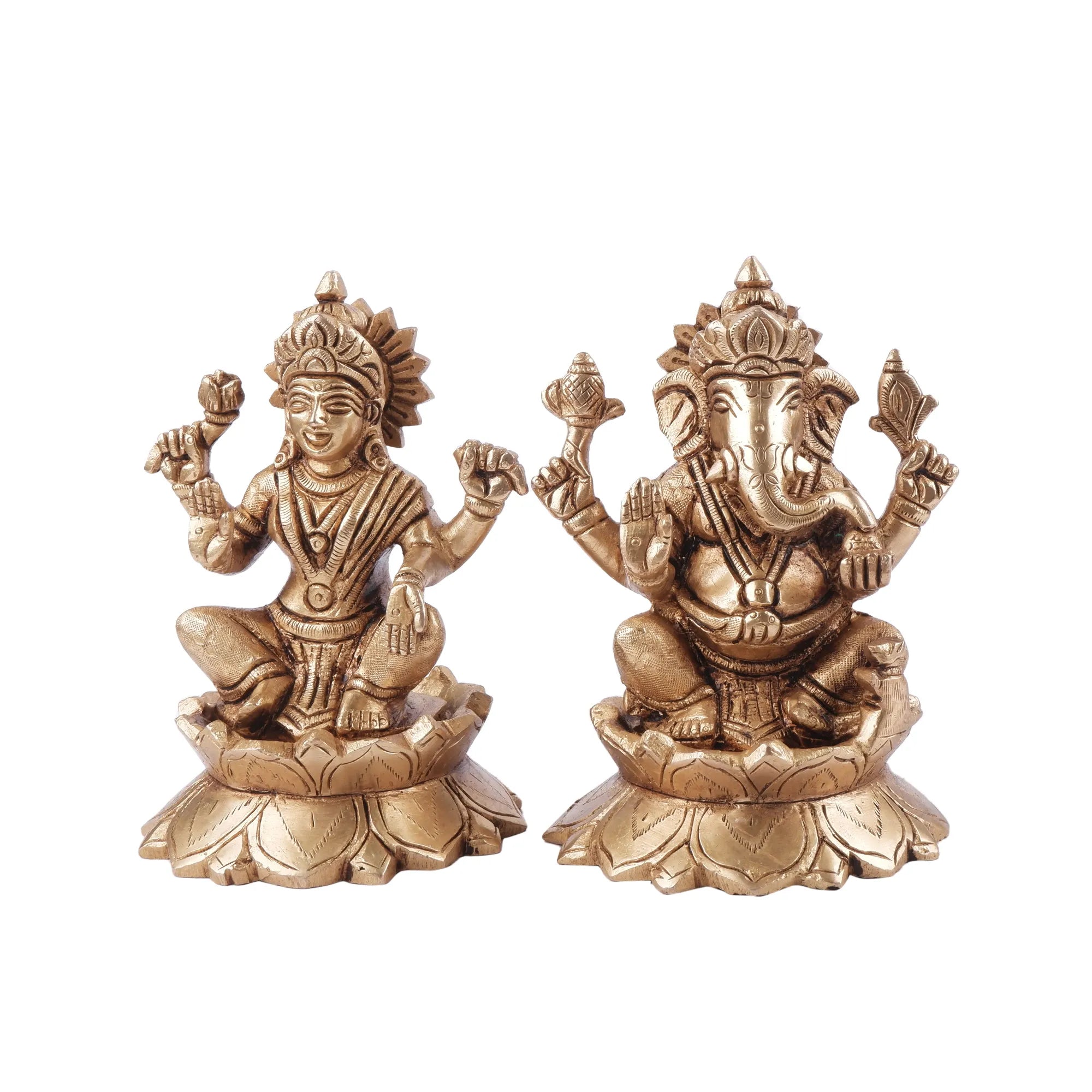 Brass Lakshmi Ganesh Set Idol (5.5 Inch)