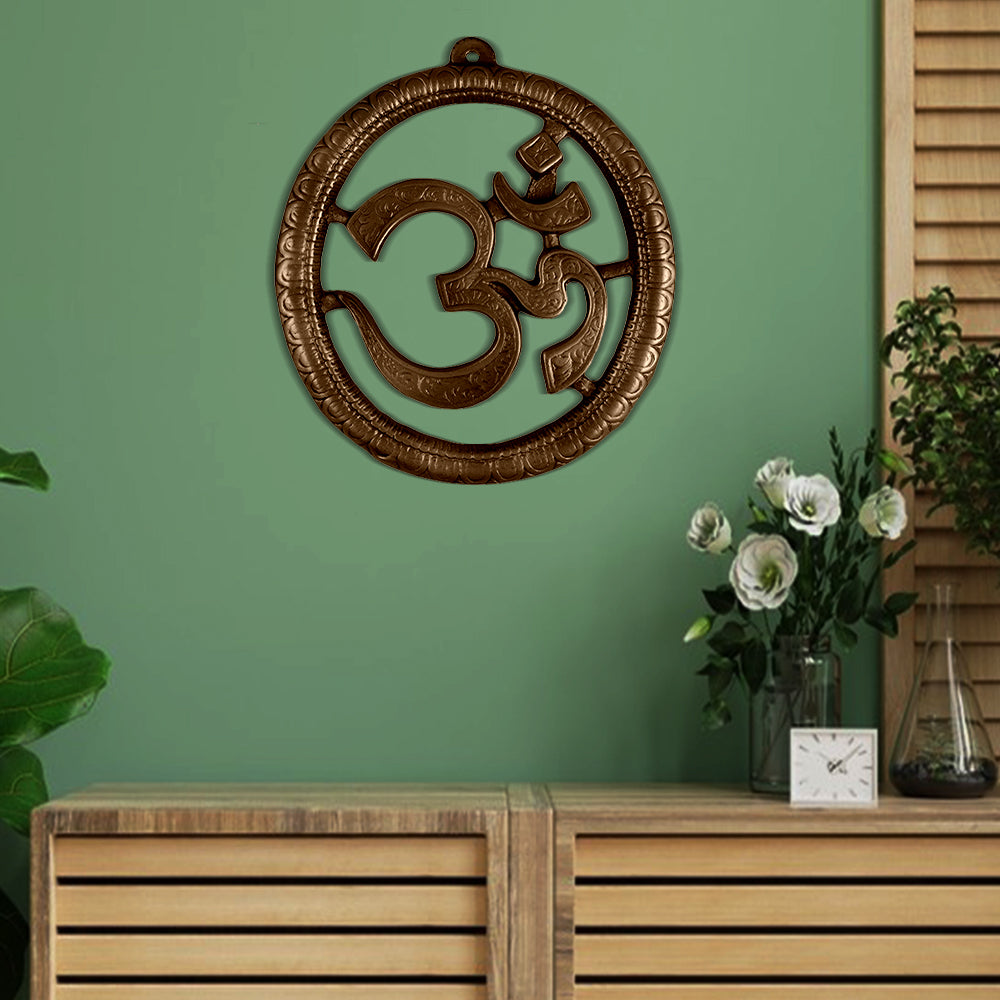 Copper Colour Om Round Hanging (12.5 Inch)