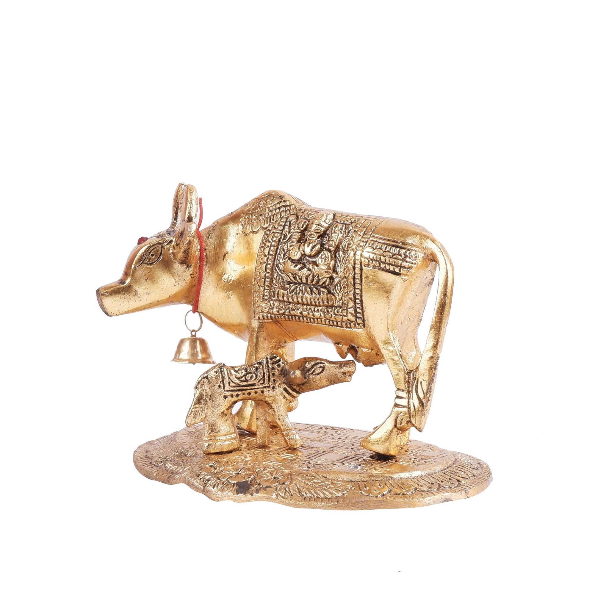 Gai Bachda(Cow & Calf) Golden (4.7 Inch)