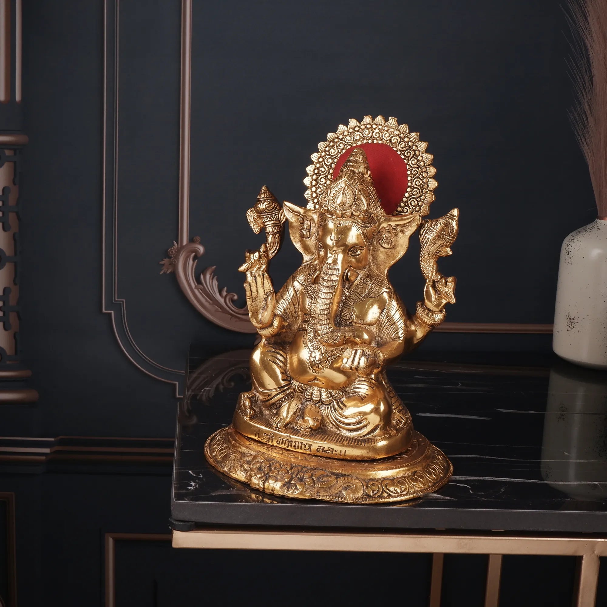 Golden Ganesh Ji Idol (9.8 Inch)