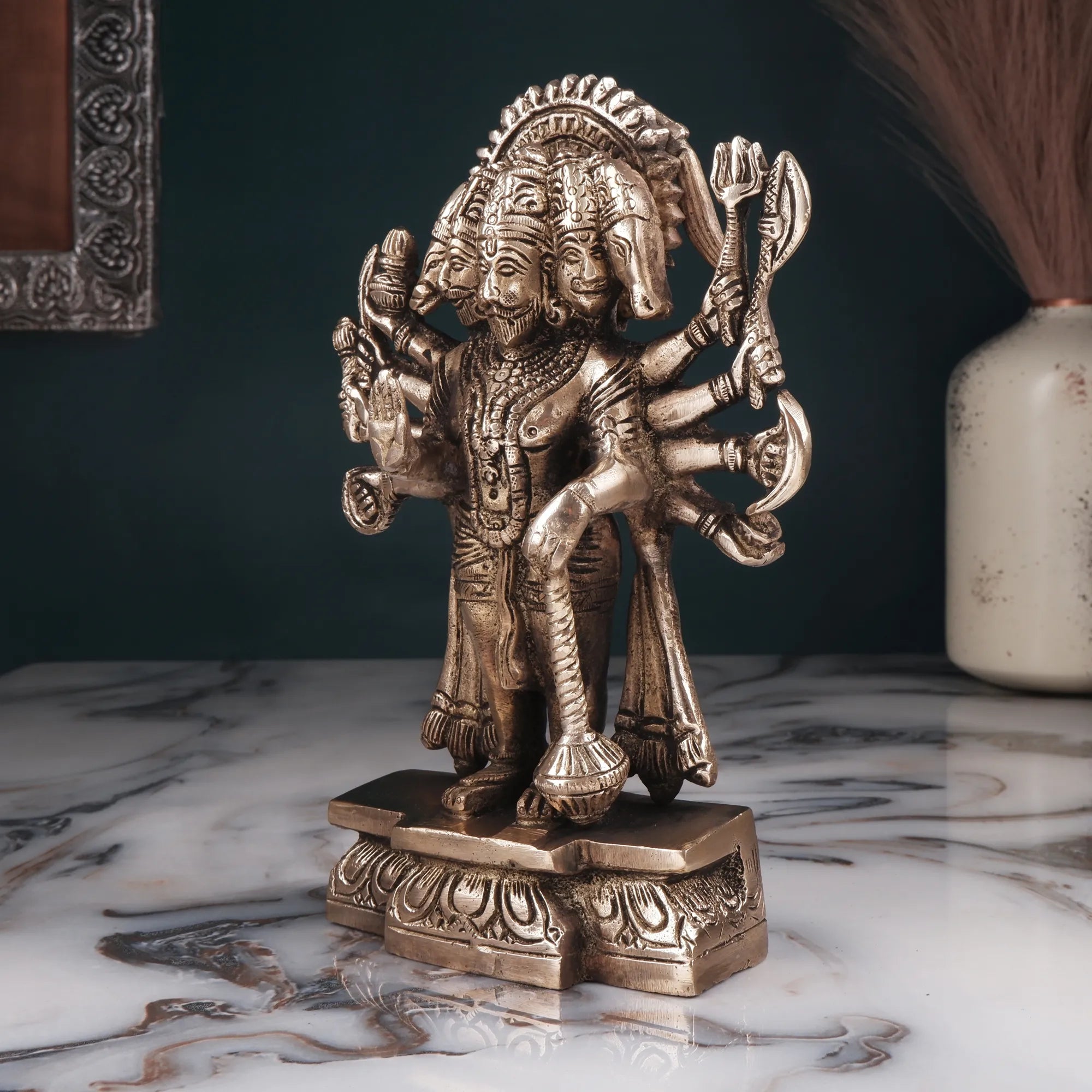 Brass Panchmukhi Hanuman Idol (7.8 Inch)