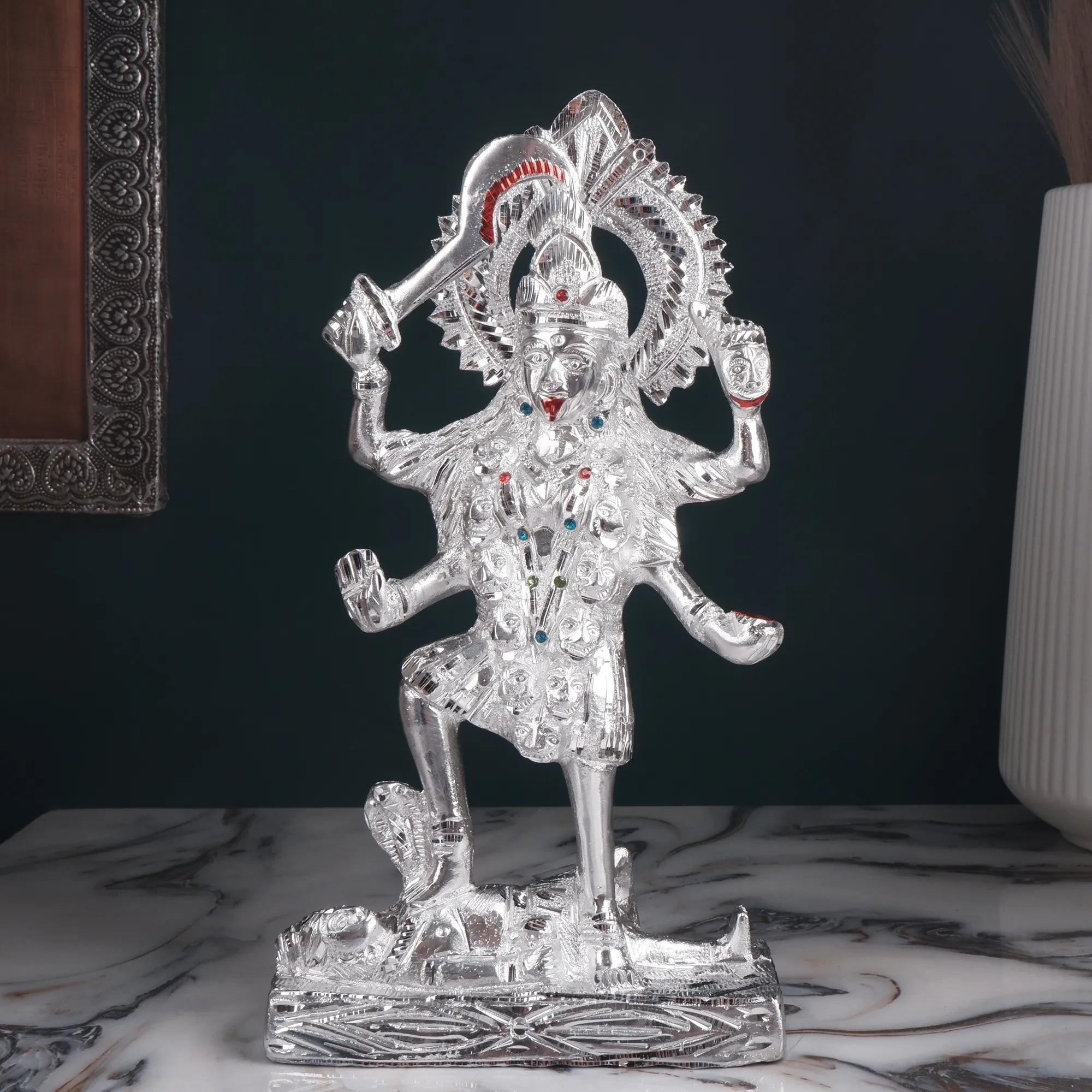 White Metal Kali Idol (12.9 Inch)