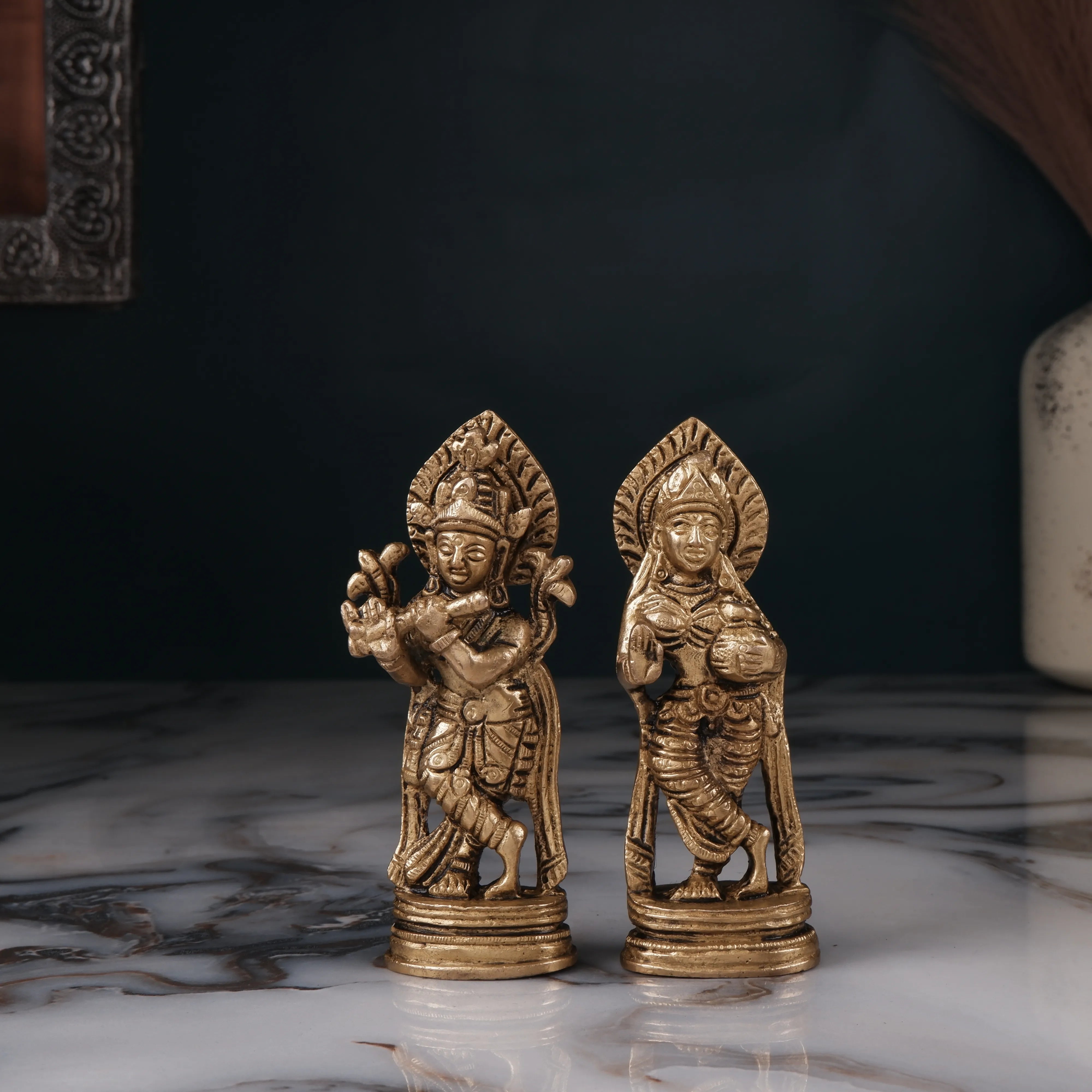 Brass Radha Krishna Idol (3.9 Inch)