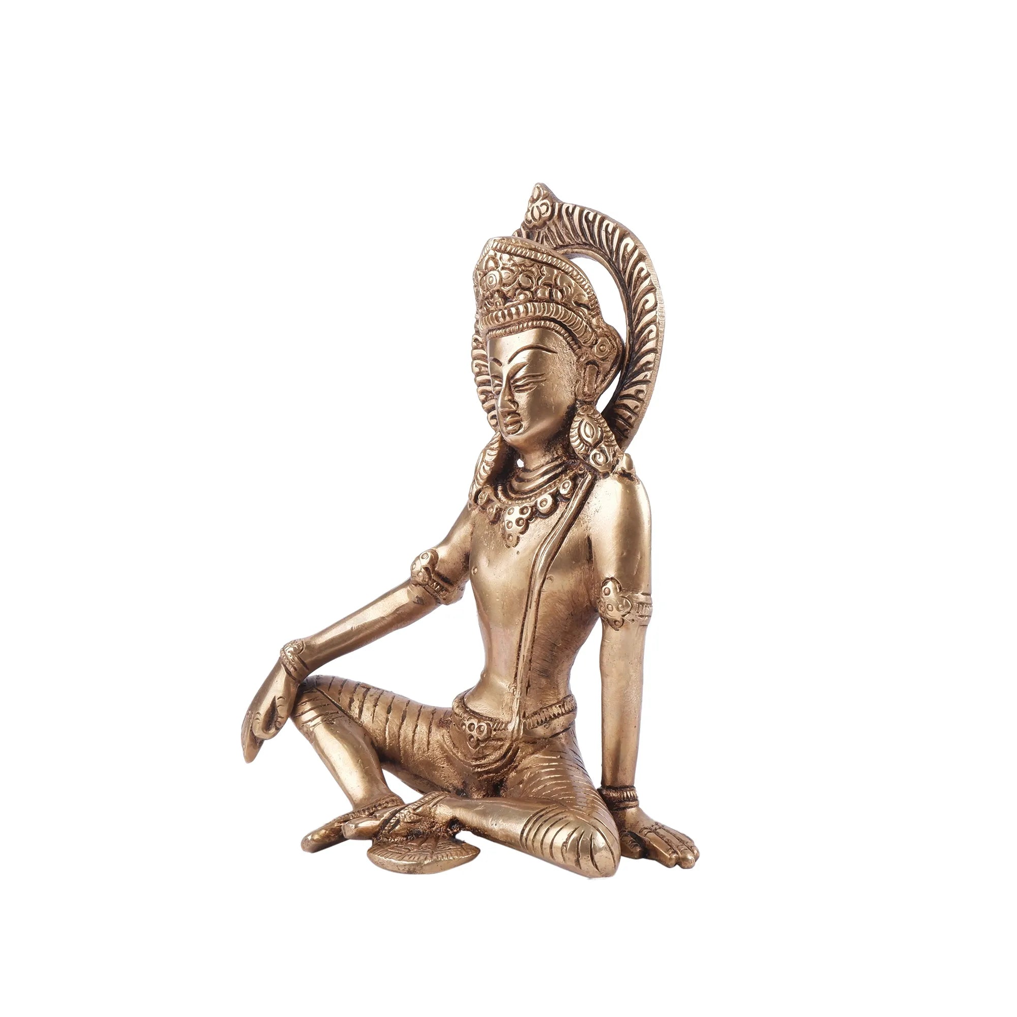 Brass Indra Idol (7.4 Inch)