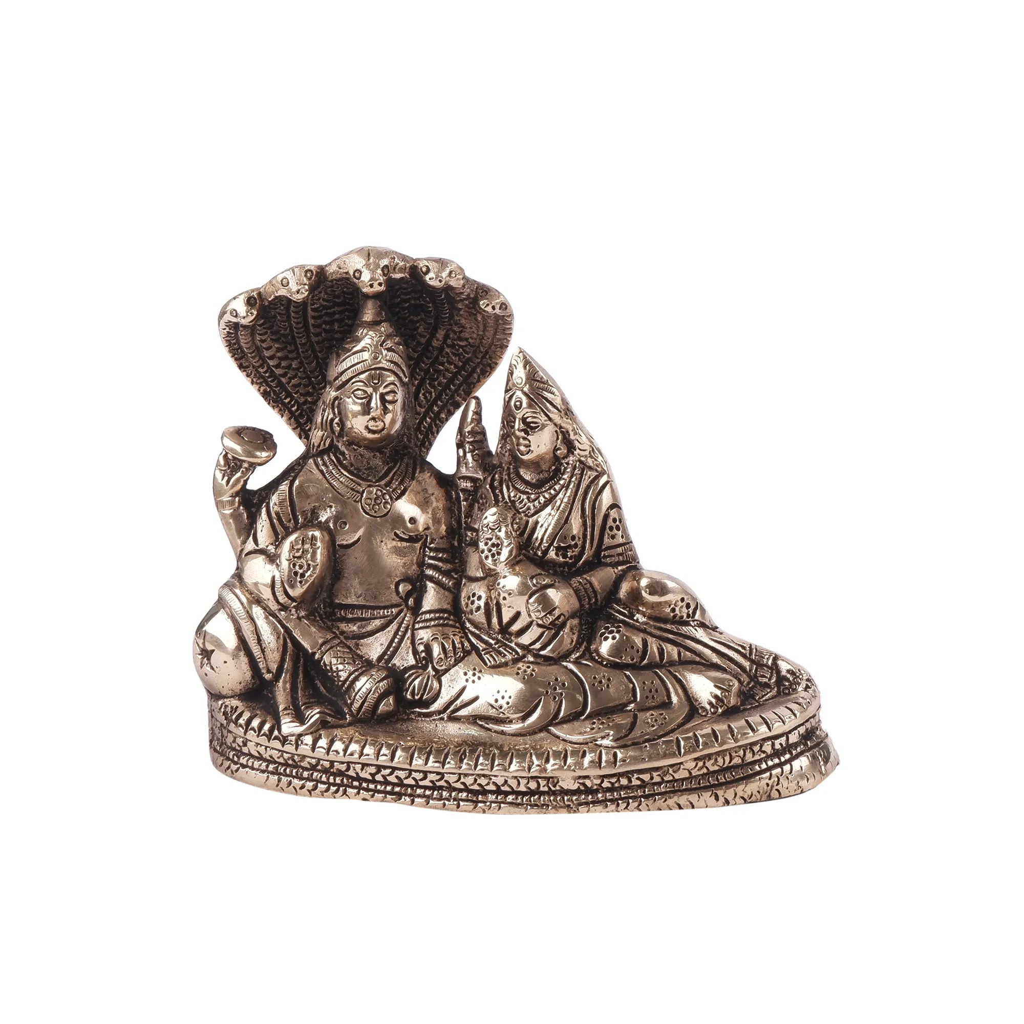 Brass Vishnu Lakshmi Idol(4.7 Inch)