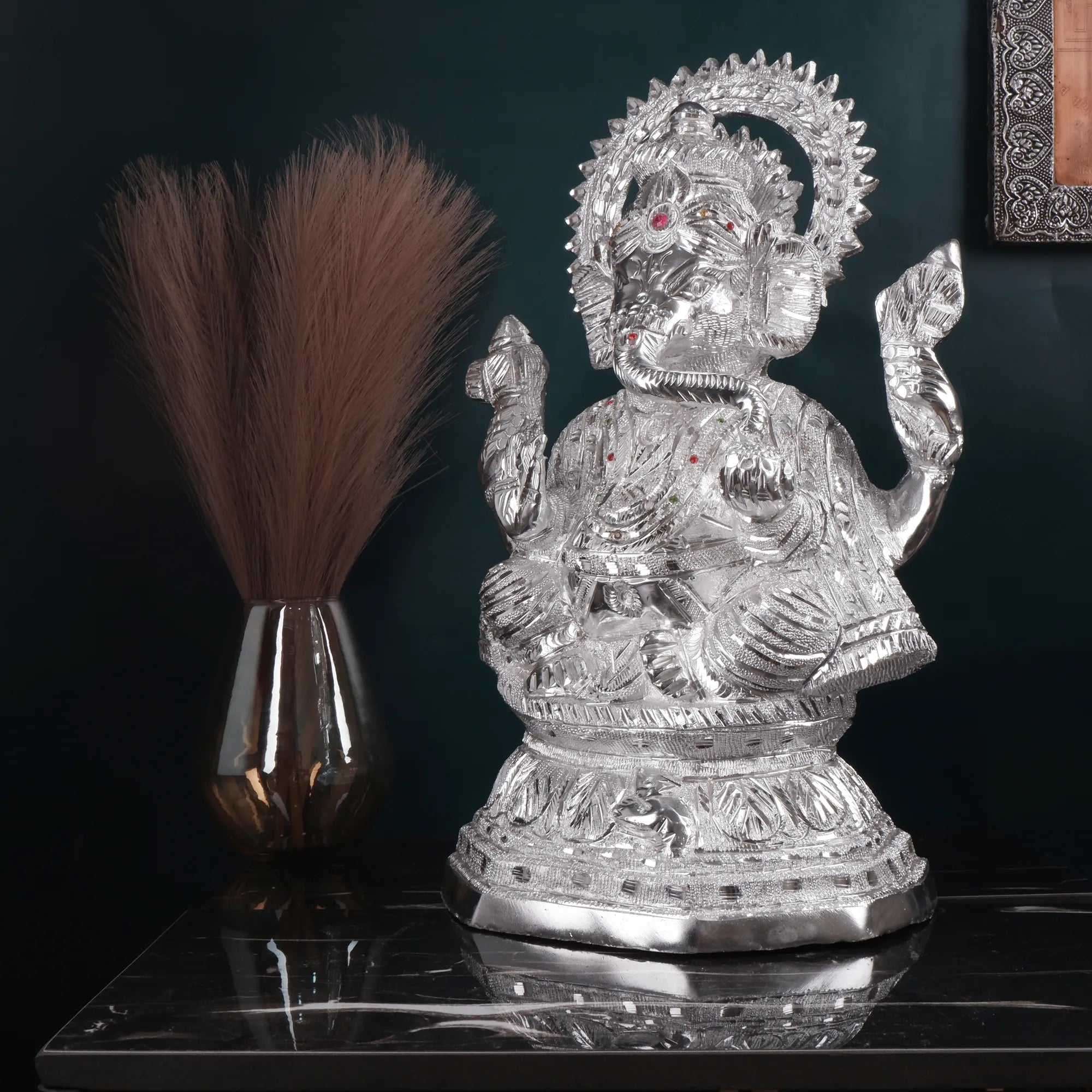 White Metal Ganesh Idol (17.3 Inch)