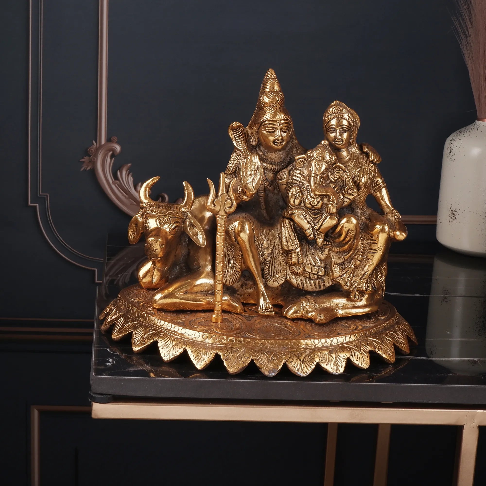 Golden Colour Shiv Pariwar (9.4 Inch)