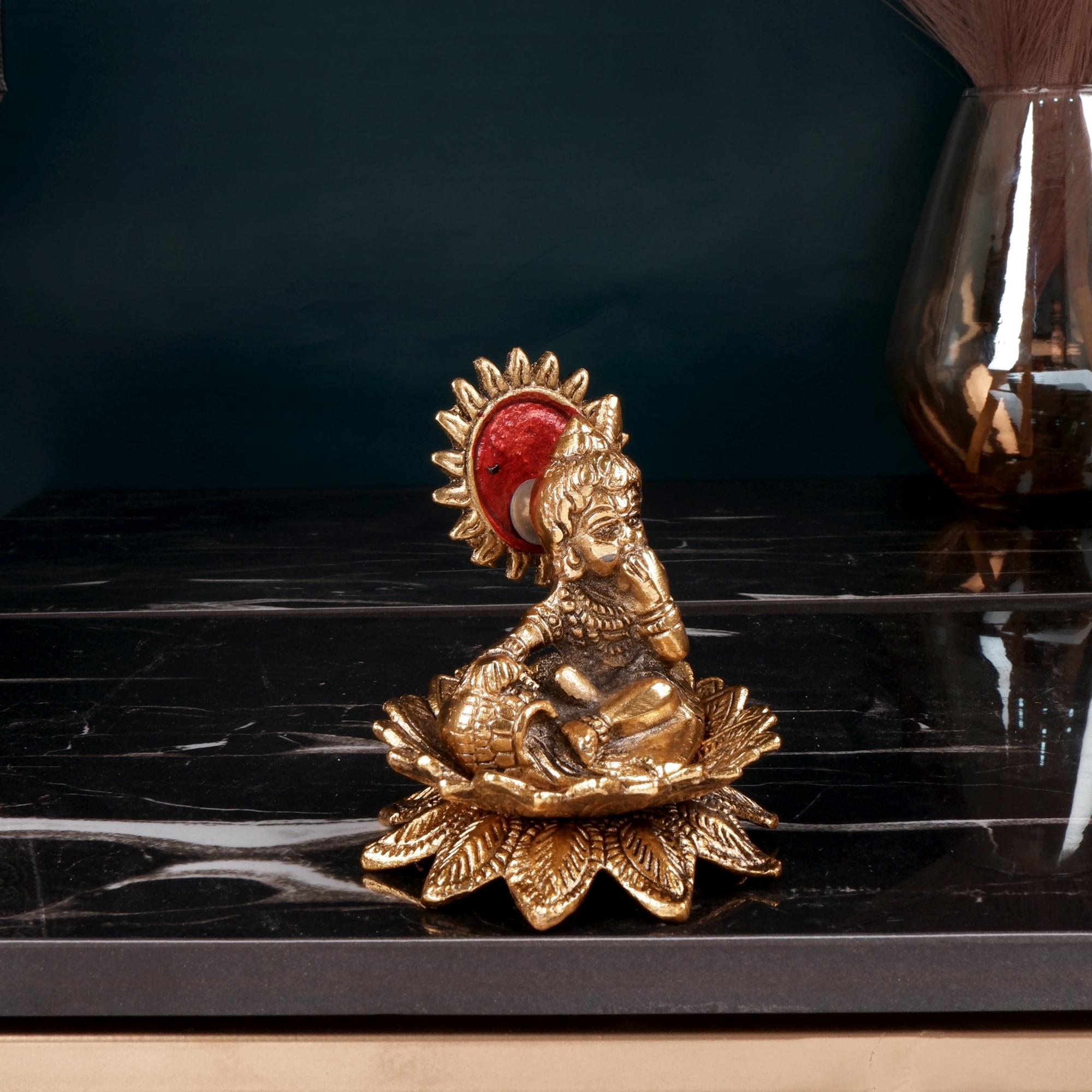 Golden Colour Laddu Gopal (3.9 Inch)