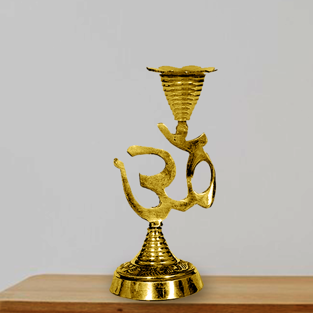 Brass Om Candle Stand (5.1 Inch)