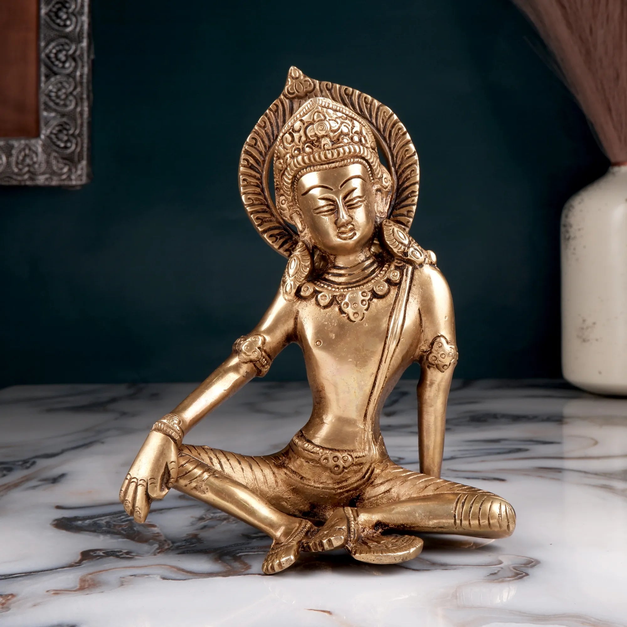 Brass Indra Idol (7.4 Inch)