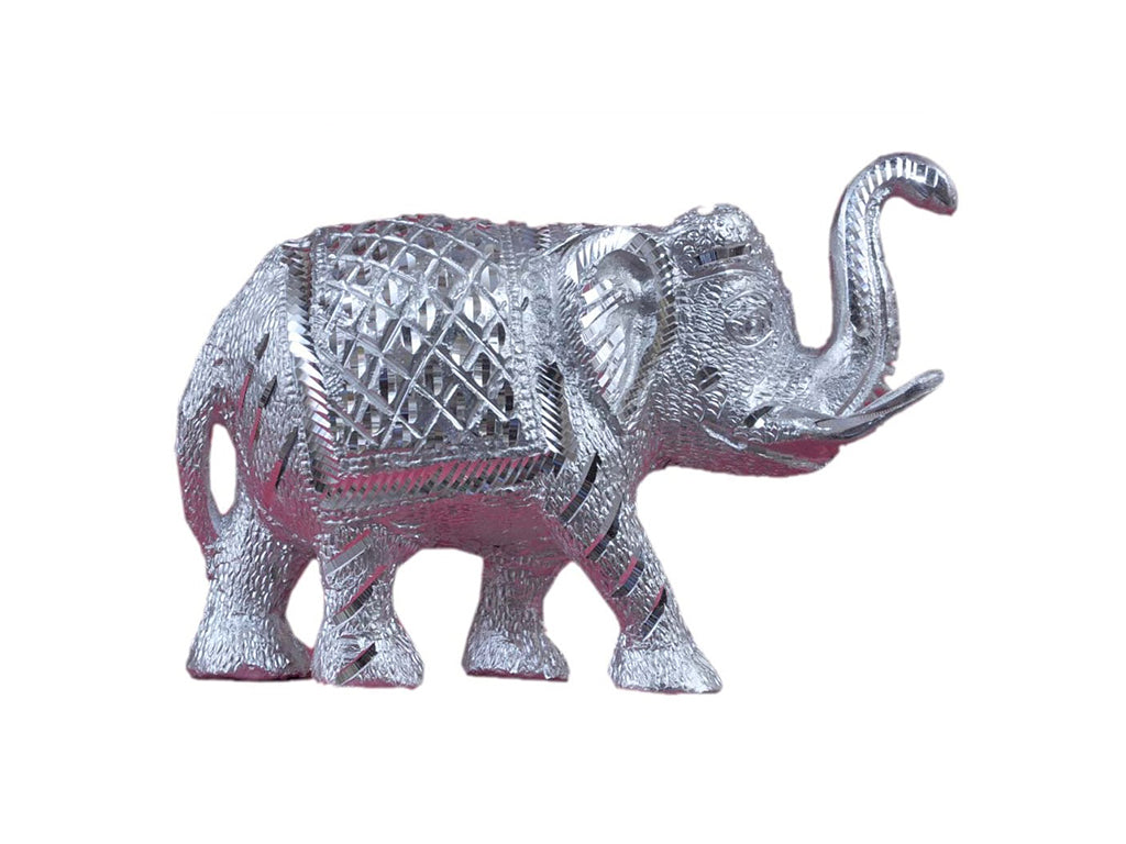 Silver Colour Elephant White Metal (6.2 Inch)