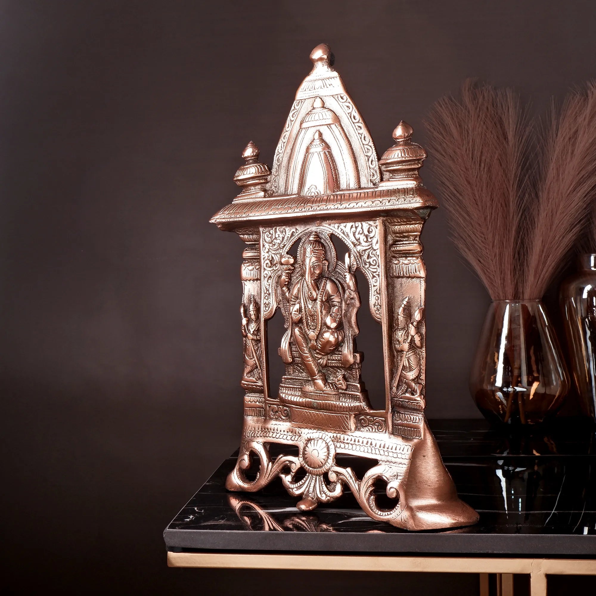 Gun Metal Copper Colour Ganesh Idol (15.3 Inch)