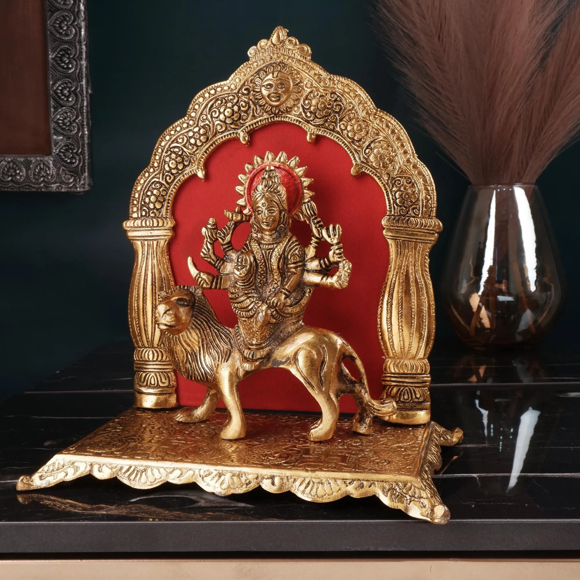 German Silver Durga Ji Idol (9.8 Inch)