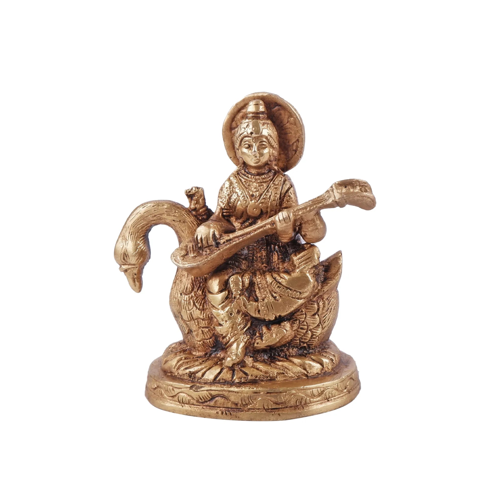 Brass Maa Saraswati Idol (4.7 Inch)