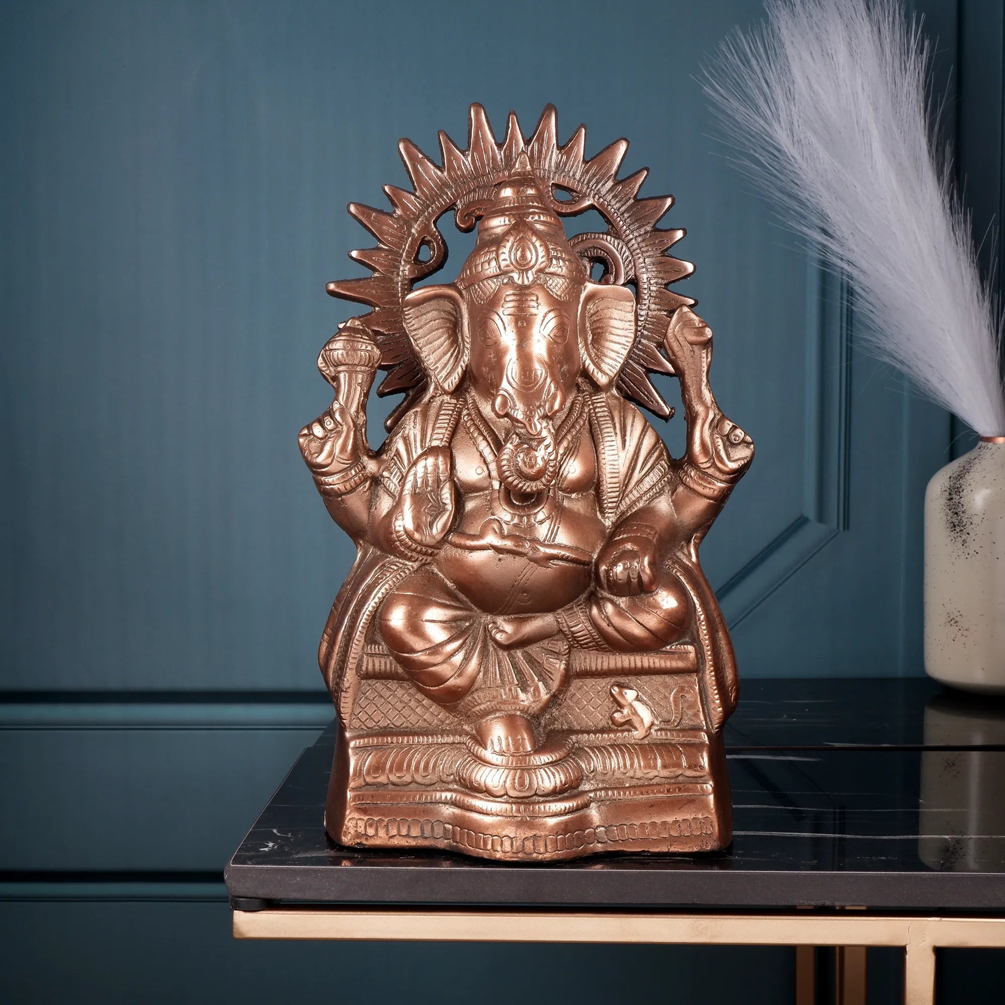 Ganesh ji Idol Gun Metal (12.9 Inch)