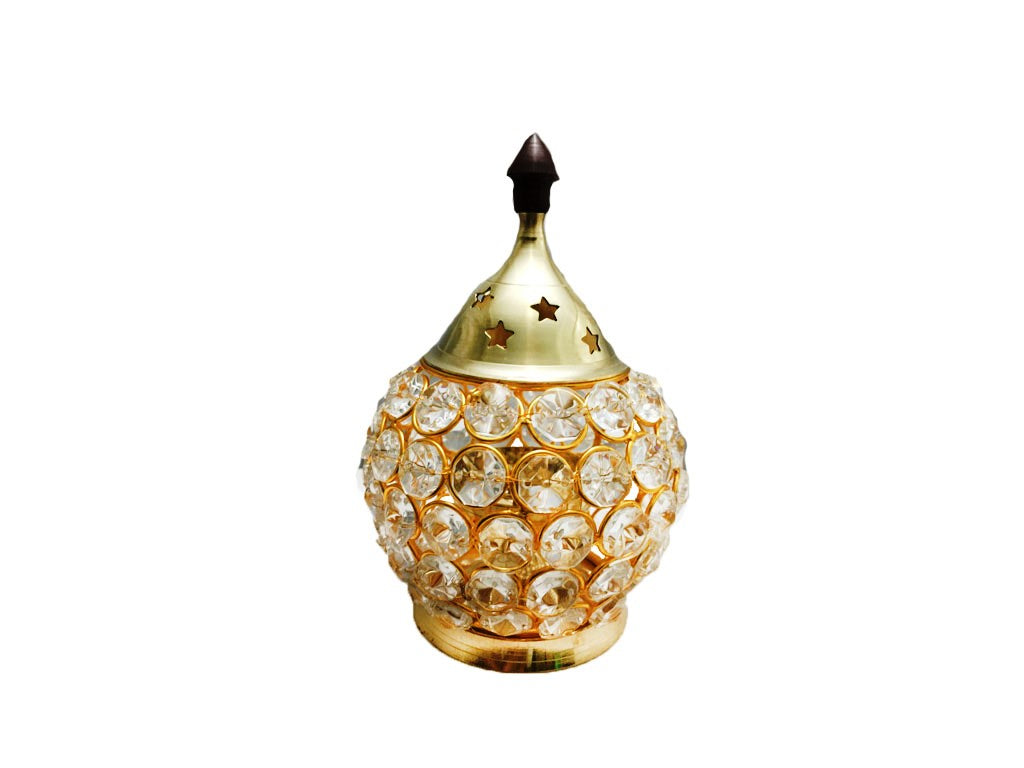 Brass Crystal Diya Matki 2 No. (6.6 Inch)