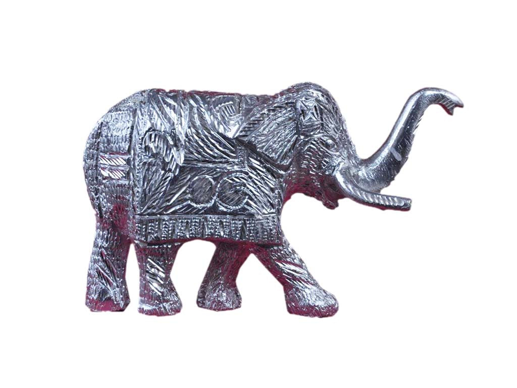 White Metal Elephant Idol (4.7 Inch)