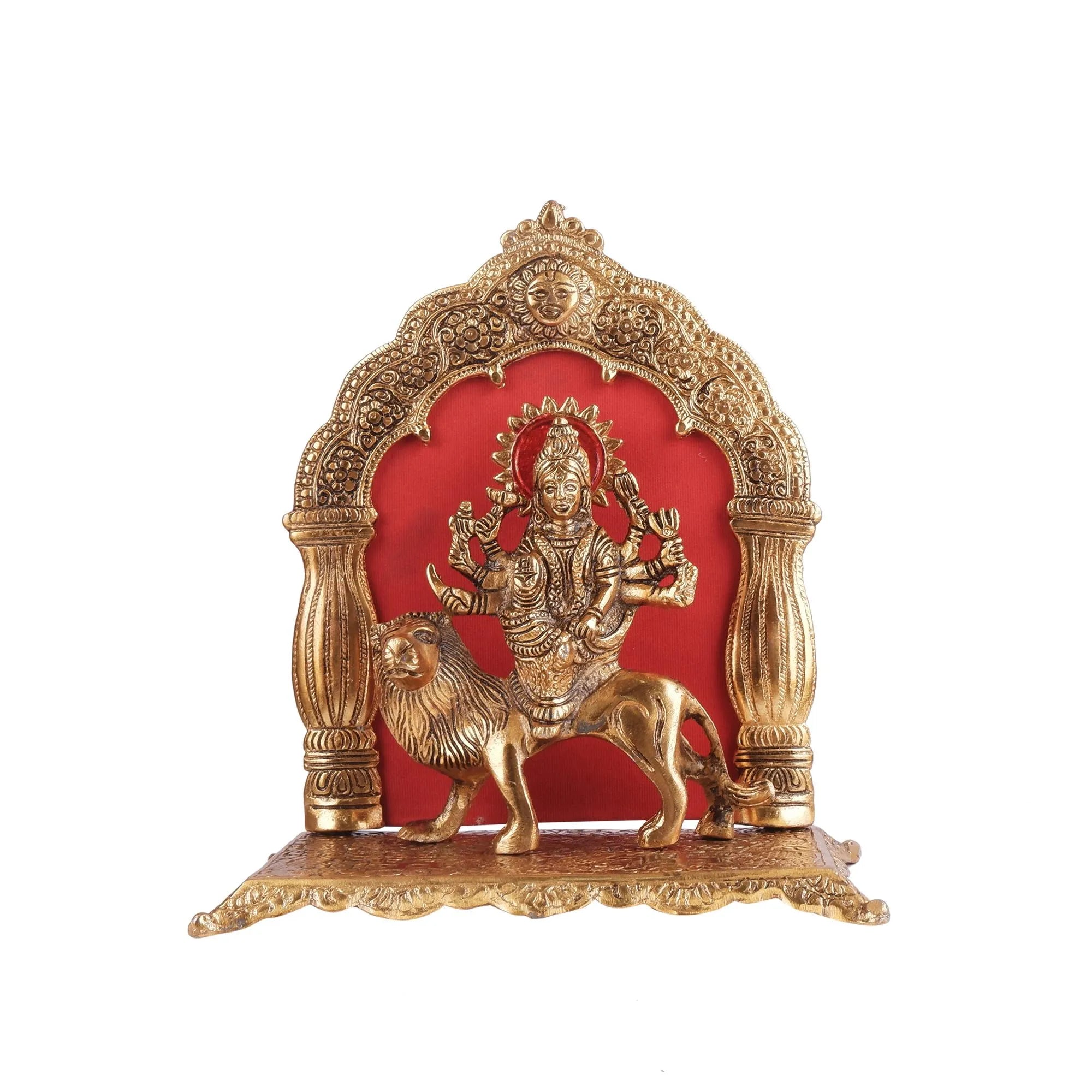 German Silver Durga Ji Idol (9.8 Inch)