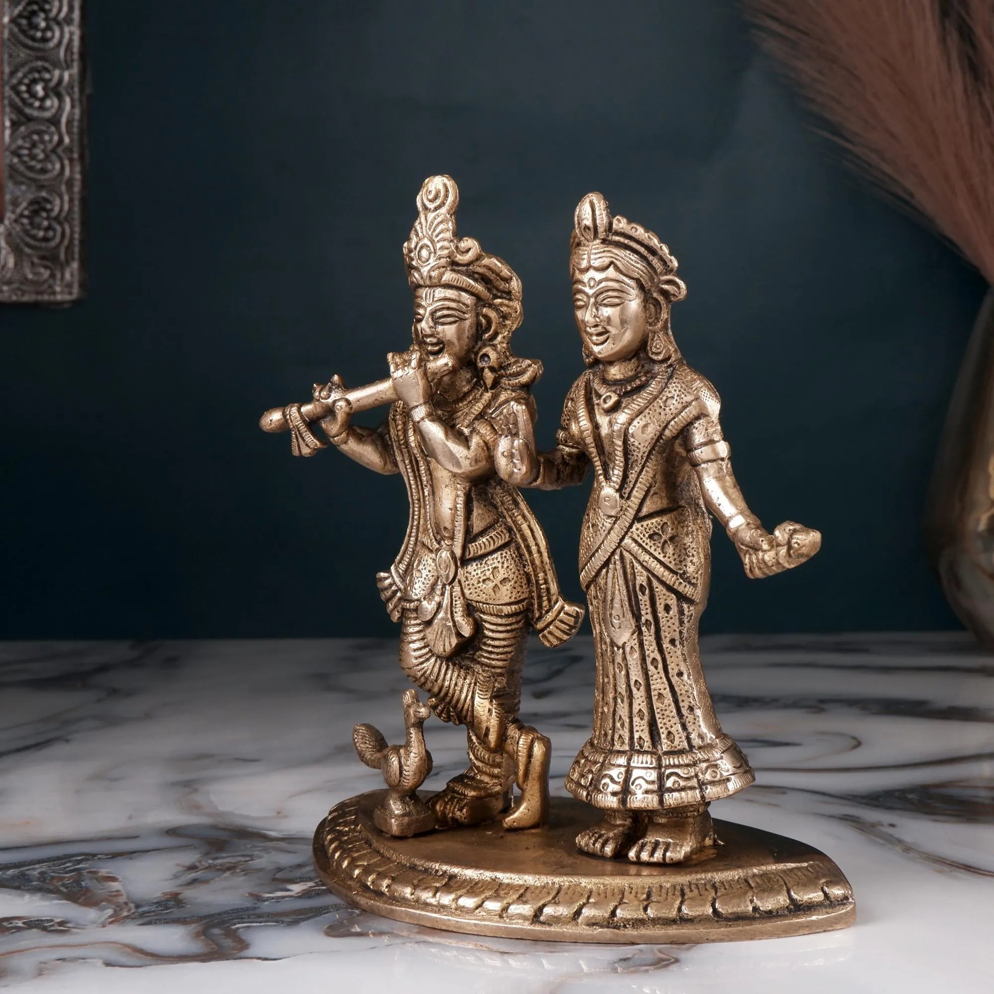 Brass Radha Krishna Idol (6.6 Inch)