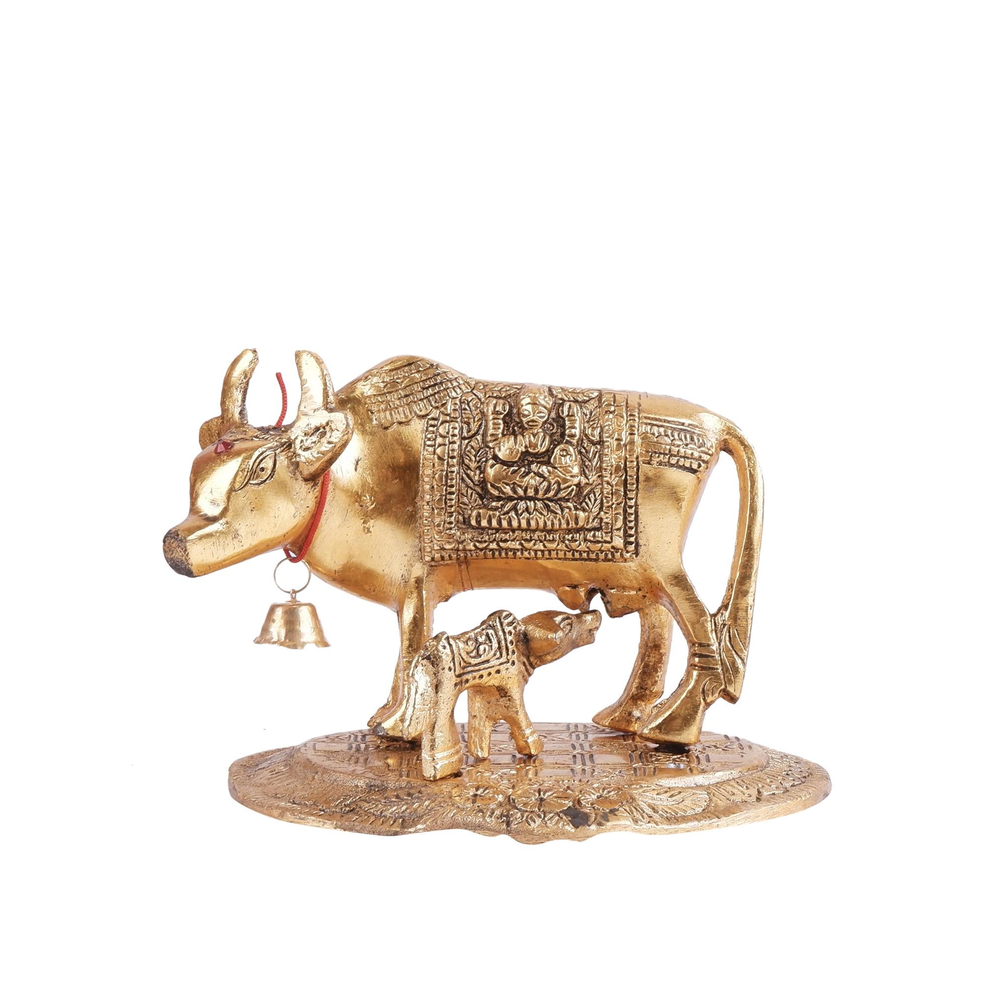 Gai Bachda(Cow & Calf) Golden (4.7 Inch)