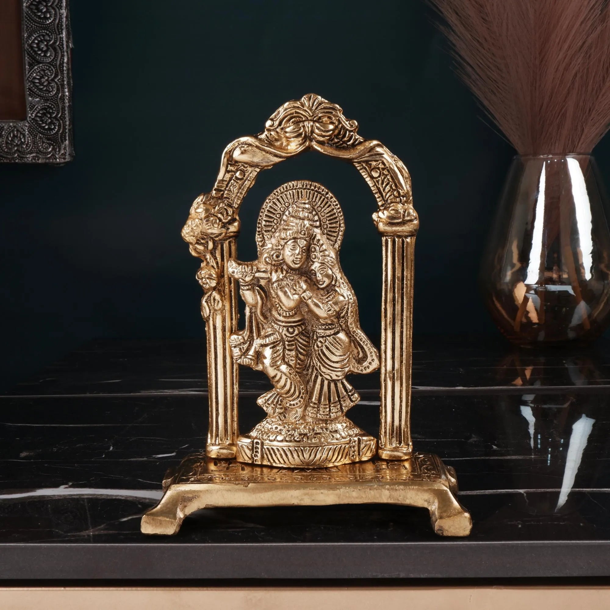 Golden Colour Radha Krishna (7.0 Inch)