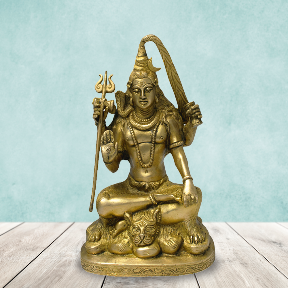 Brass Bhagwan Shankar God Idol (8.2 Inch)