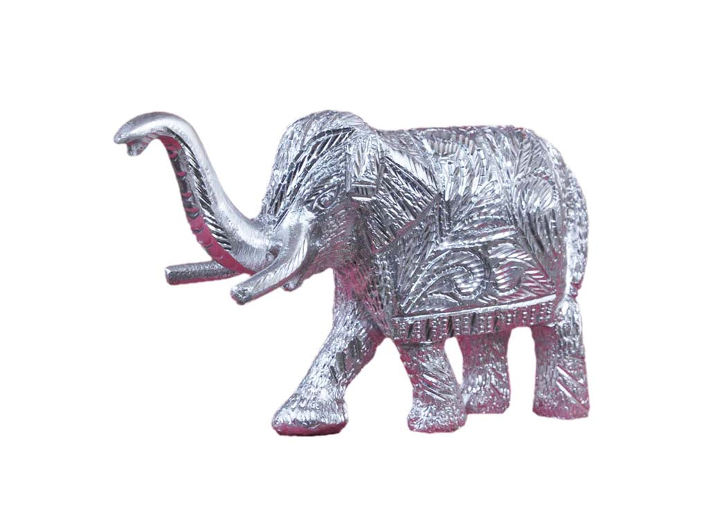 White Metal Elephant Idol (4.7 Inch)