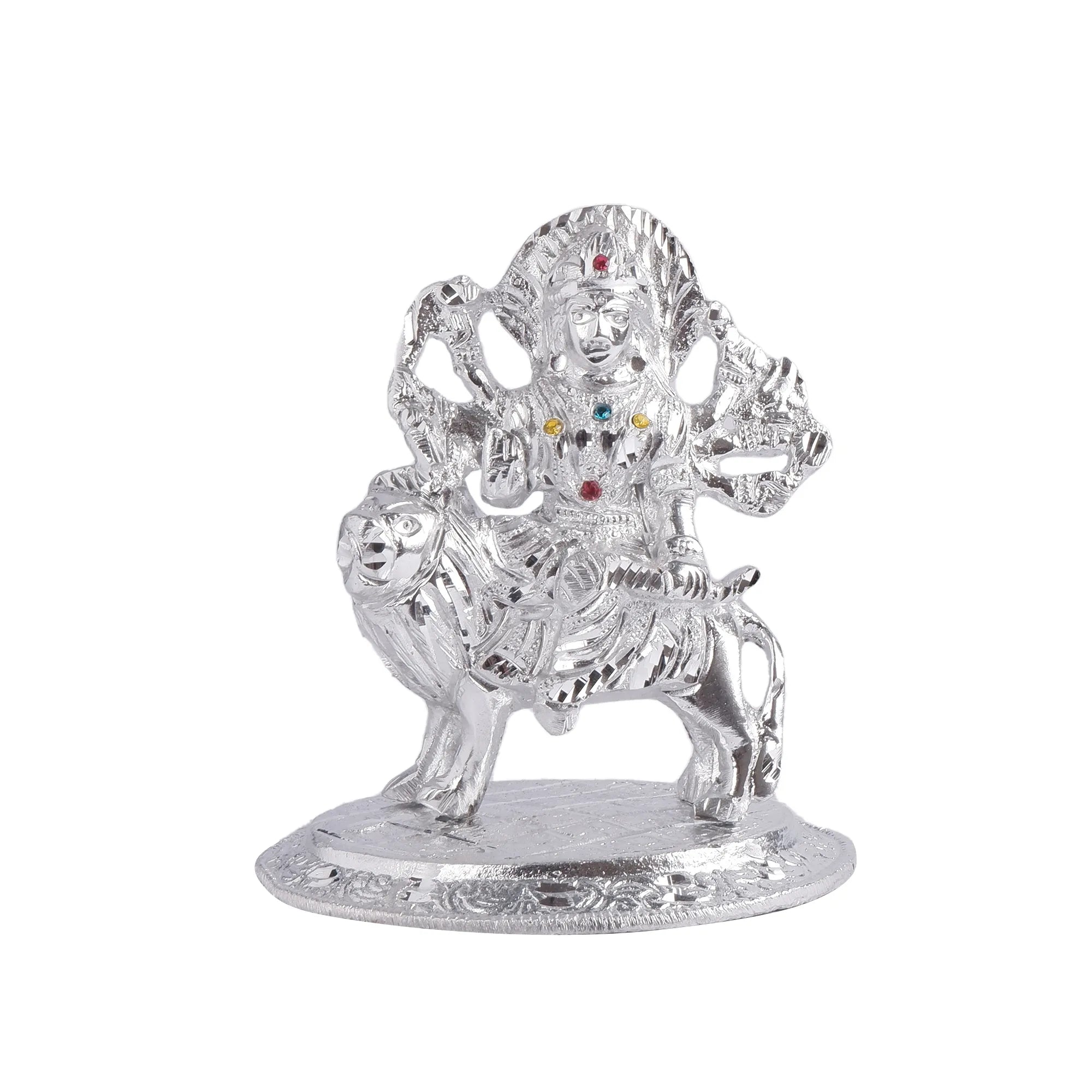 White Metal Mata Durga Idol (5.9 Inch)