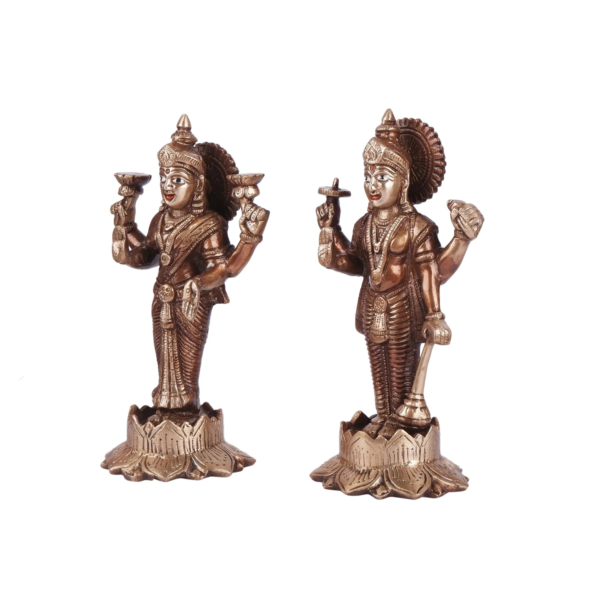 Brass Vishnu Lakshmi (7 Inch)