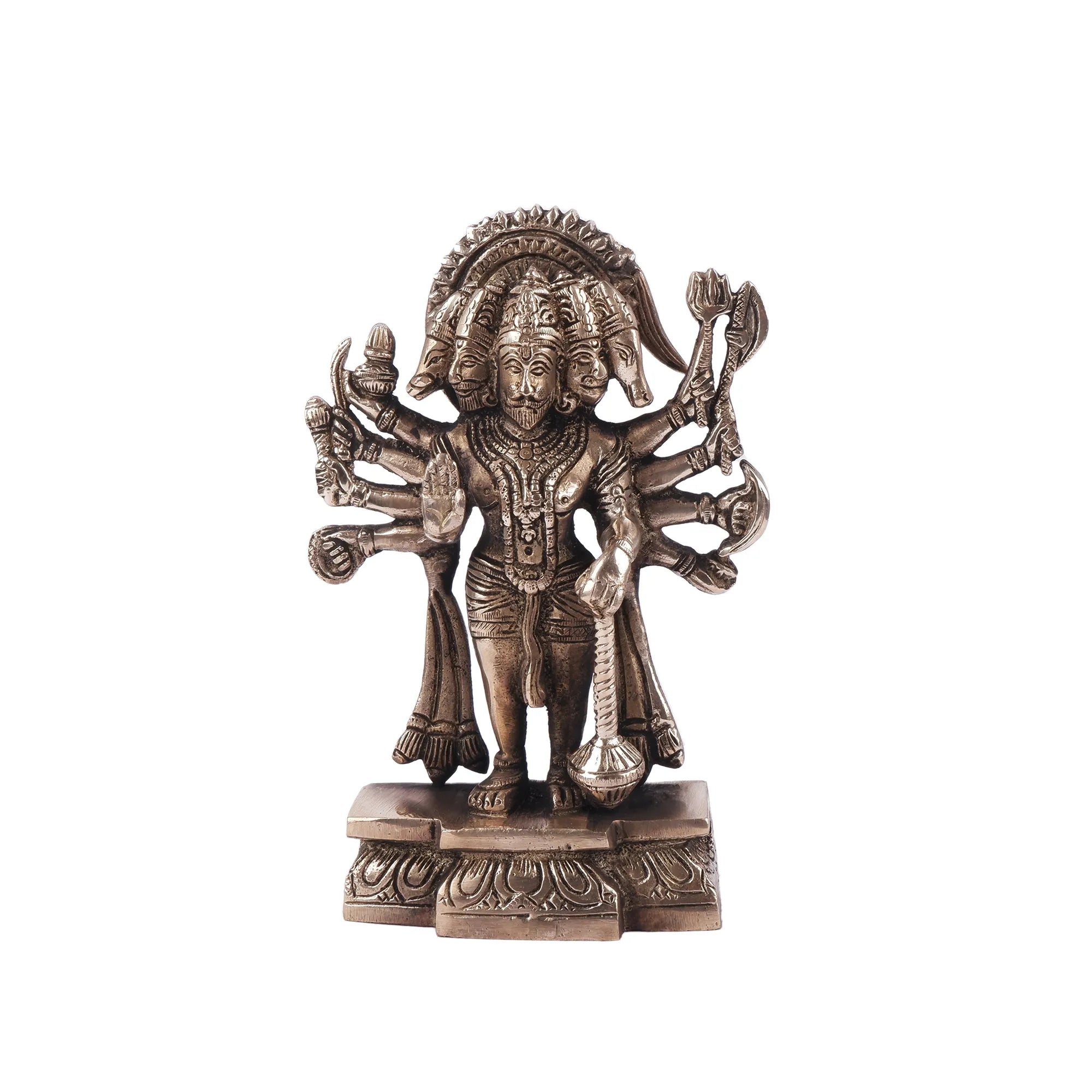 Brass Panchmukhi Hanuman Idol (7.8 Inch)