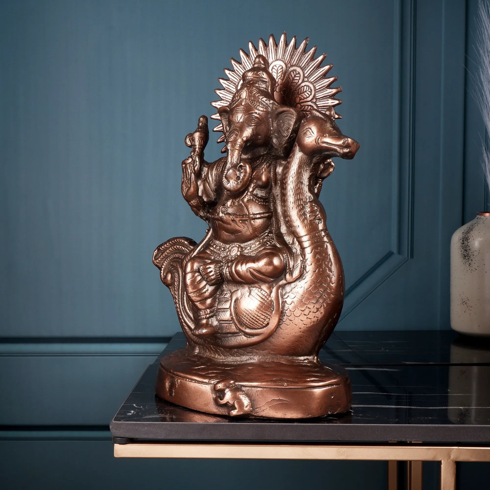 Gun Metal Ganesh ji Idol (13.3 Inch)