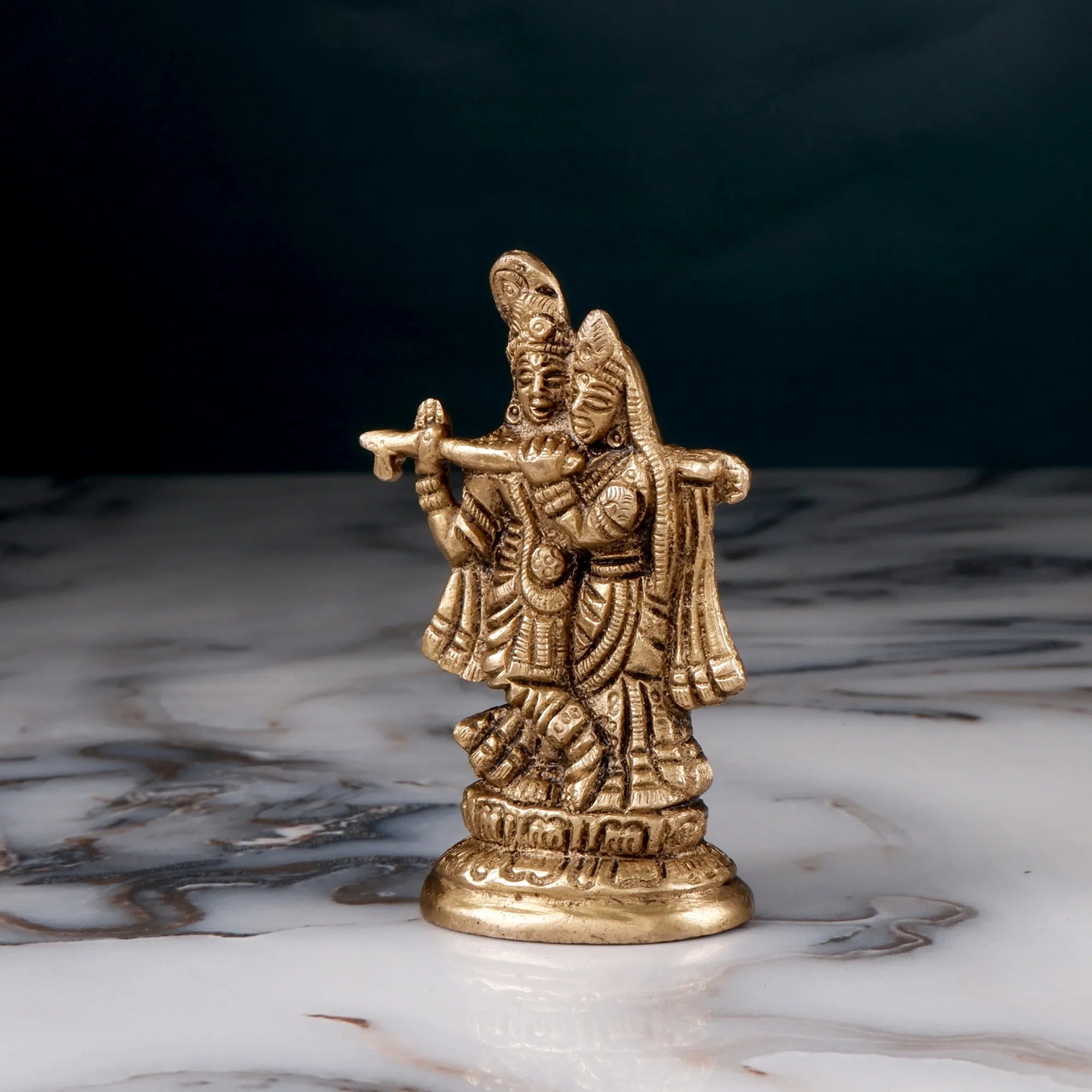 Brass Radha Krishna Idol(3.1 Inch)