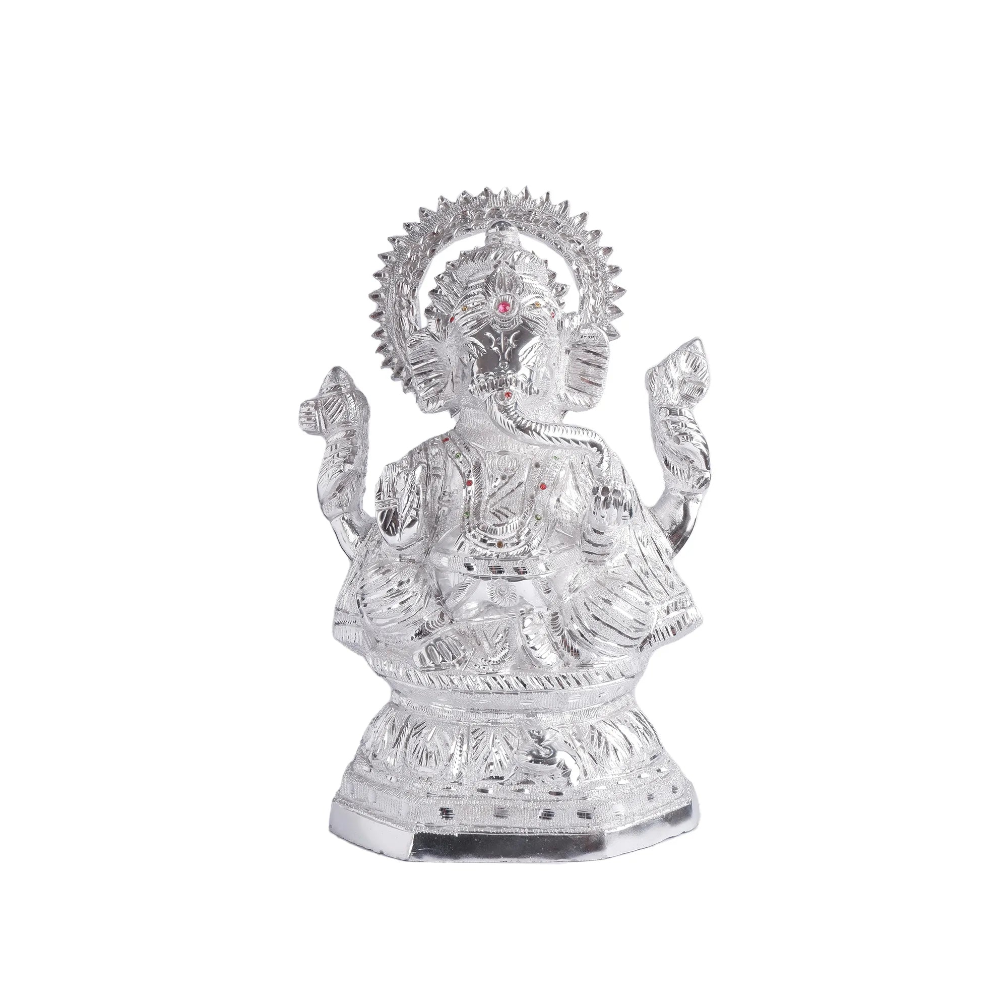 White Metal Ganesh Idol (17.3 Inch)