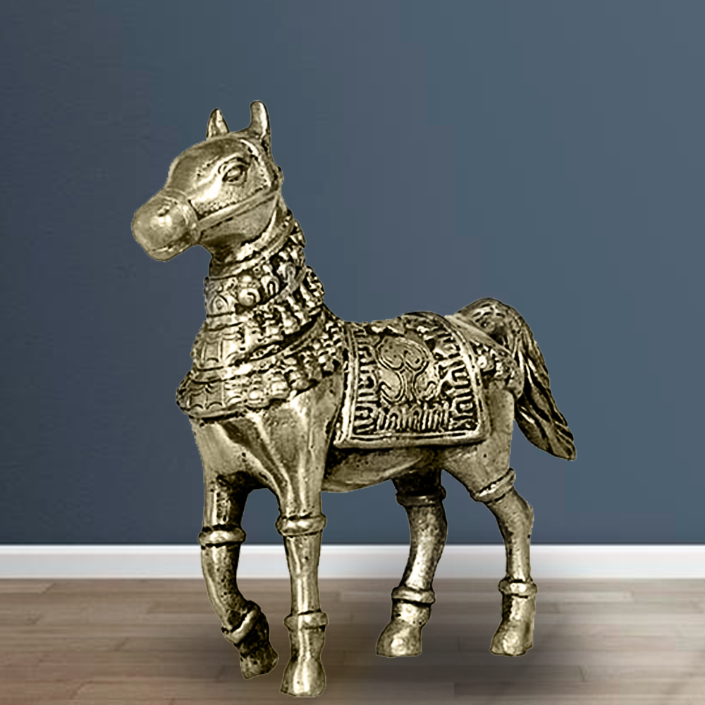 Ashtdhatu Animal Horse White Metal Statue (5.1 Inch)