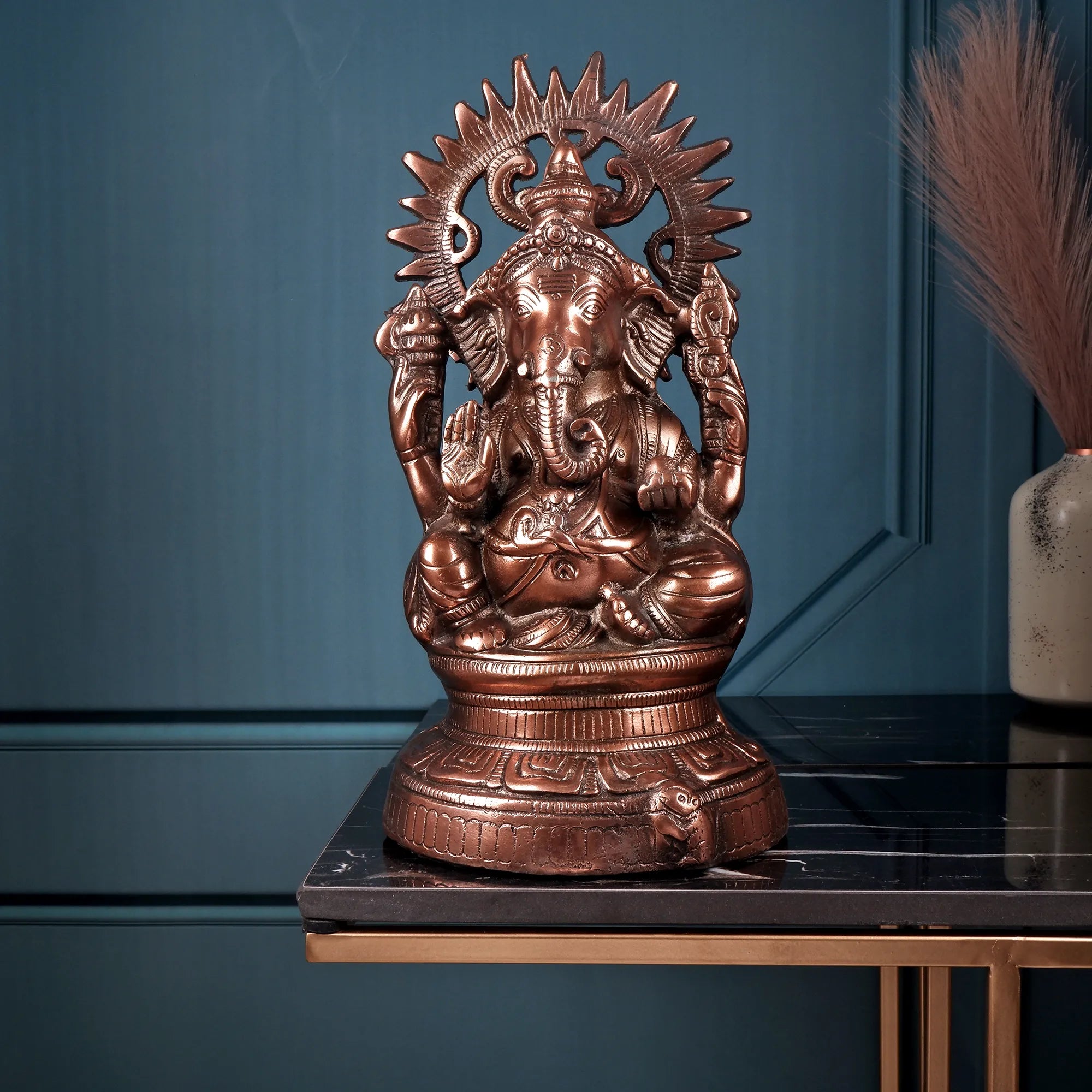 Gun Metal Ganesh ji Idol (14.1 Inch)