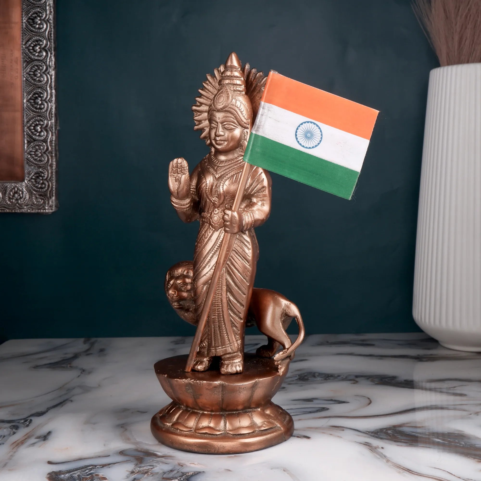 Gun Metal Bharat Mata Idol (11.4 Inch)