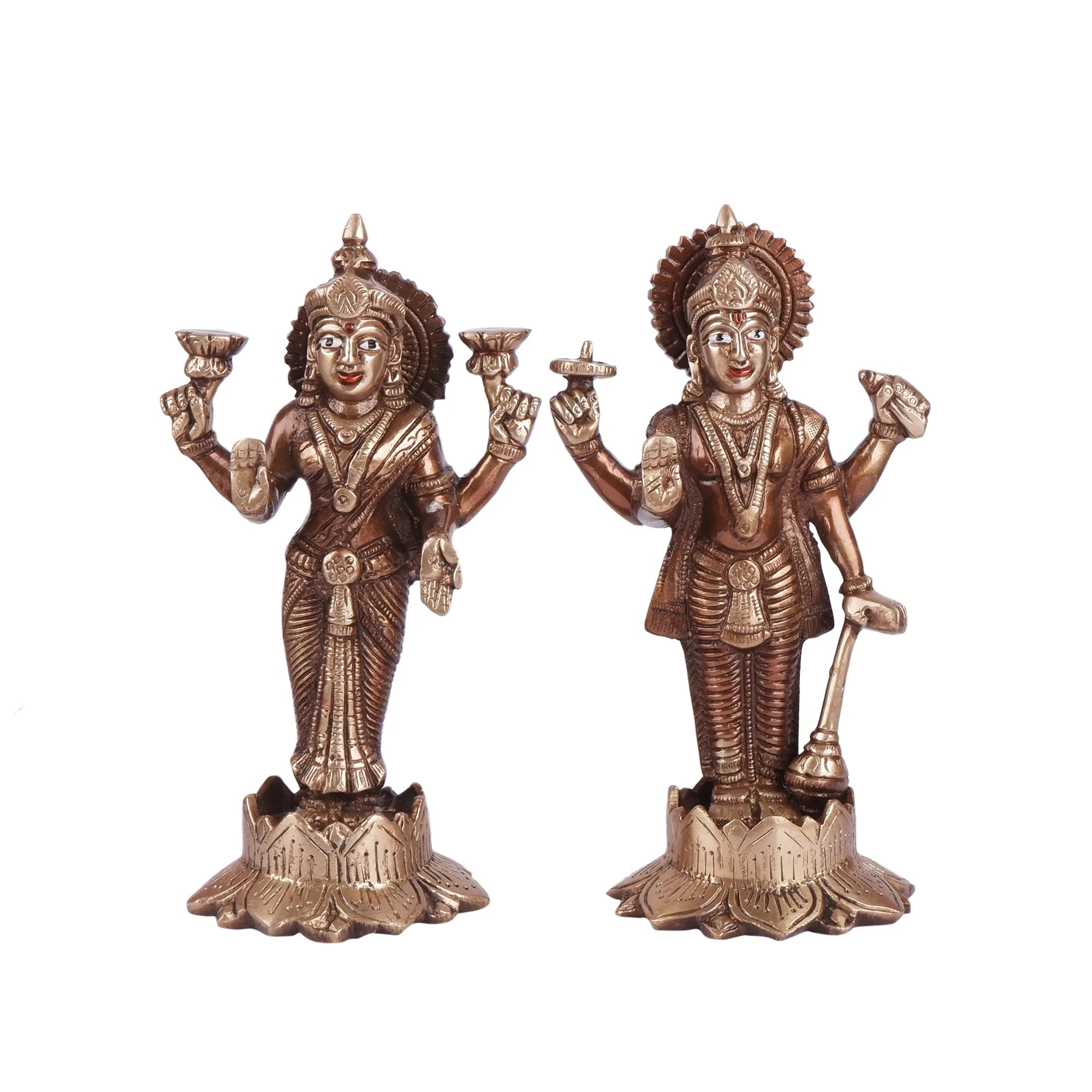 Brass Vishnu Lakshmi (7 Inch)